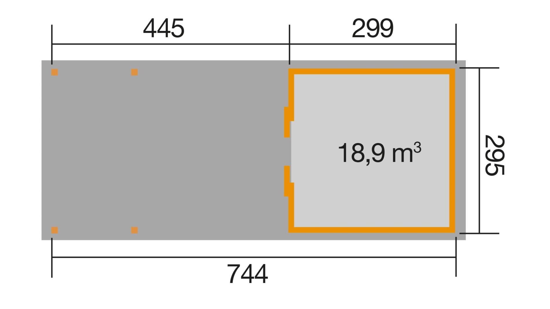 weka Lounge-Haus 225 B Gartenhaus 7,7x3,4m