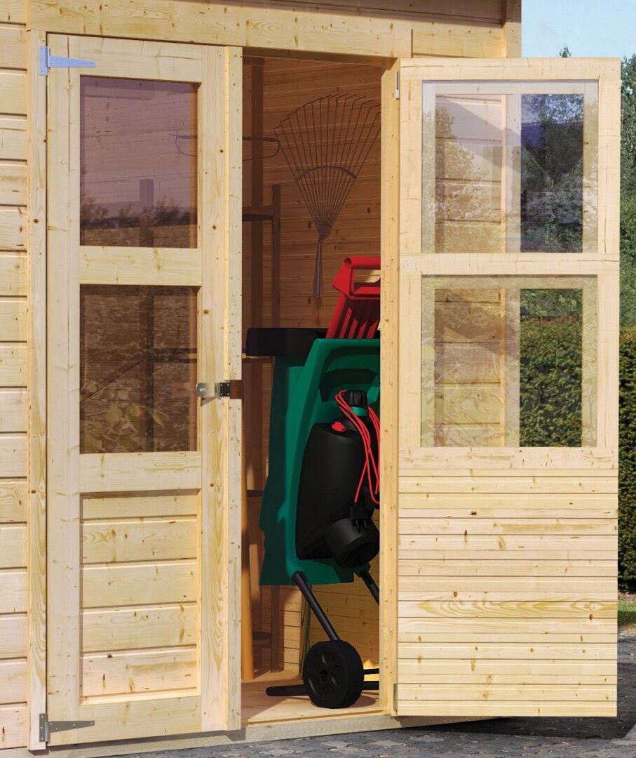 Karibu Pultdach Gartenhaus Merseburg 3 im Set natur