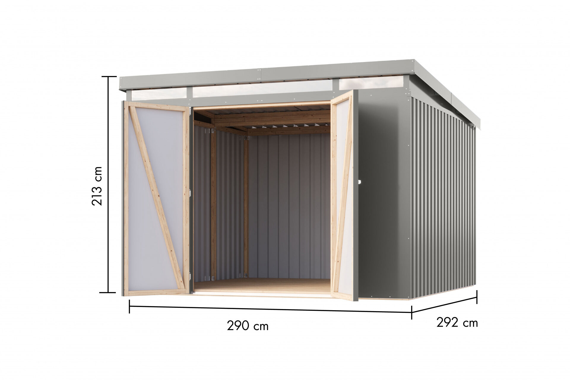 Karibu Pultdach Metall Gartenhaus Iridium 3,5, graualuminium