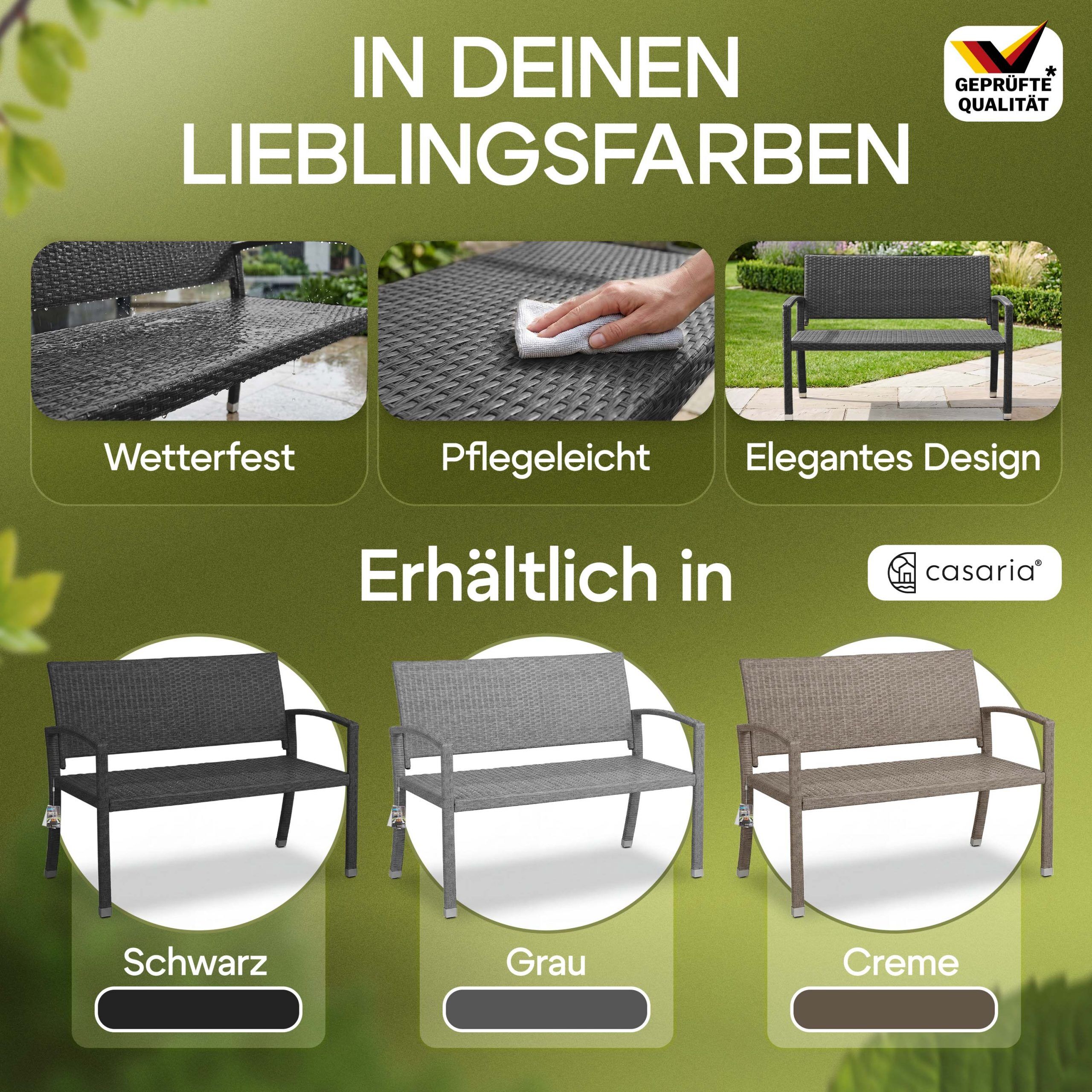 Polyrattan Gartenbank Schwarz 122x58x87cm