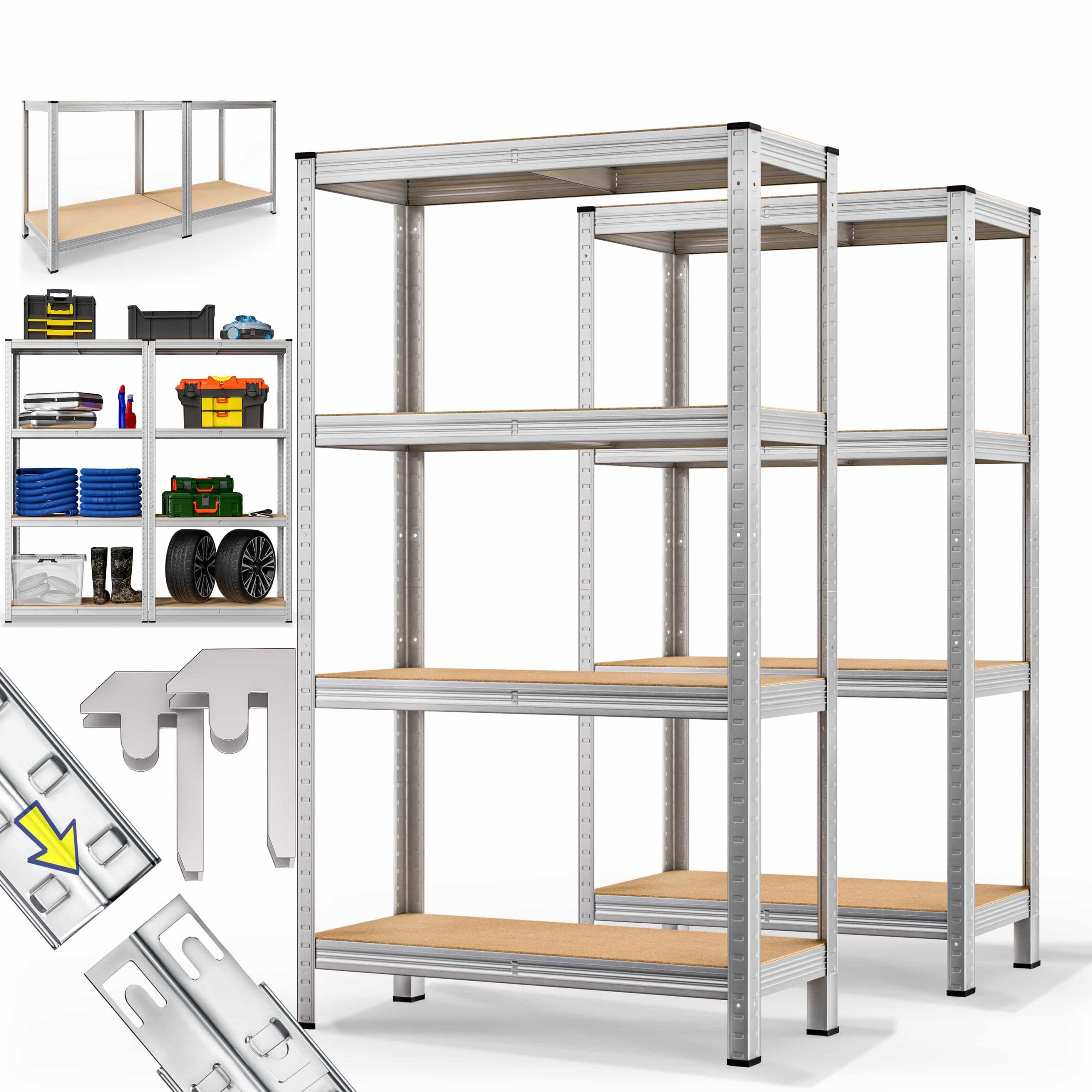 662286 Schwerlastregal 2er-Set 160x90x40cm verzinkt 700kg