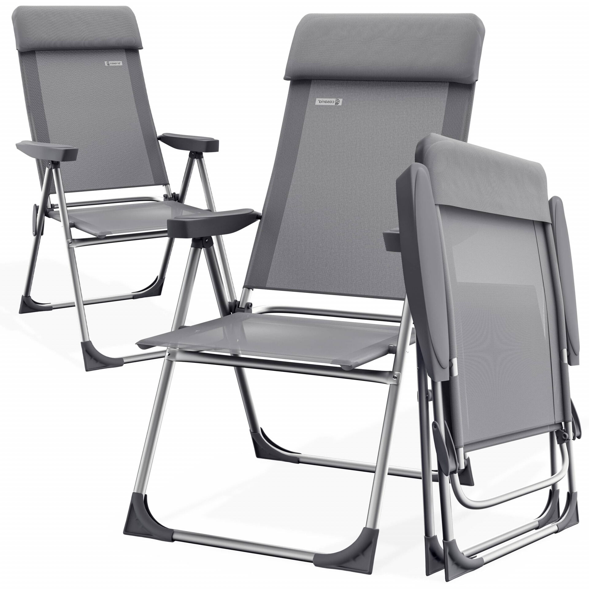 Gartenstuhl 2er-Set Grau Alu klappbar