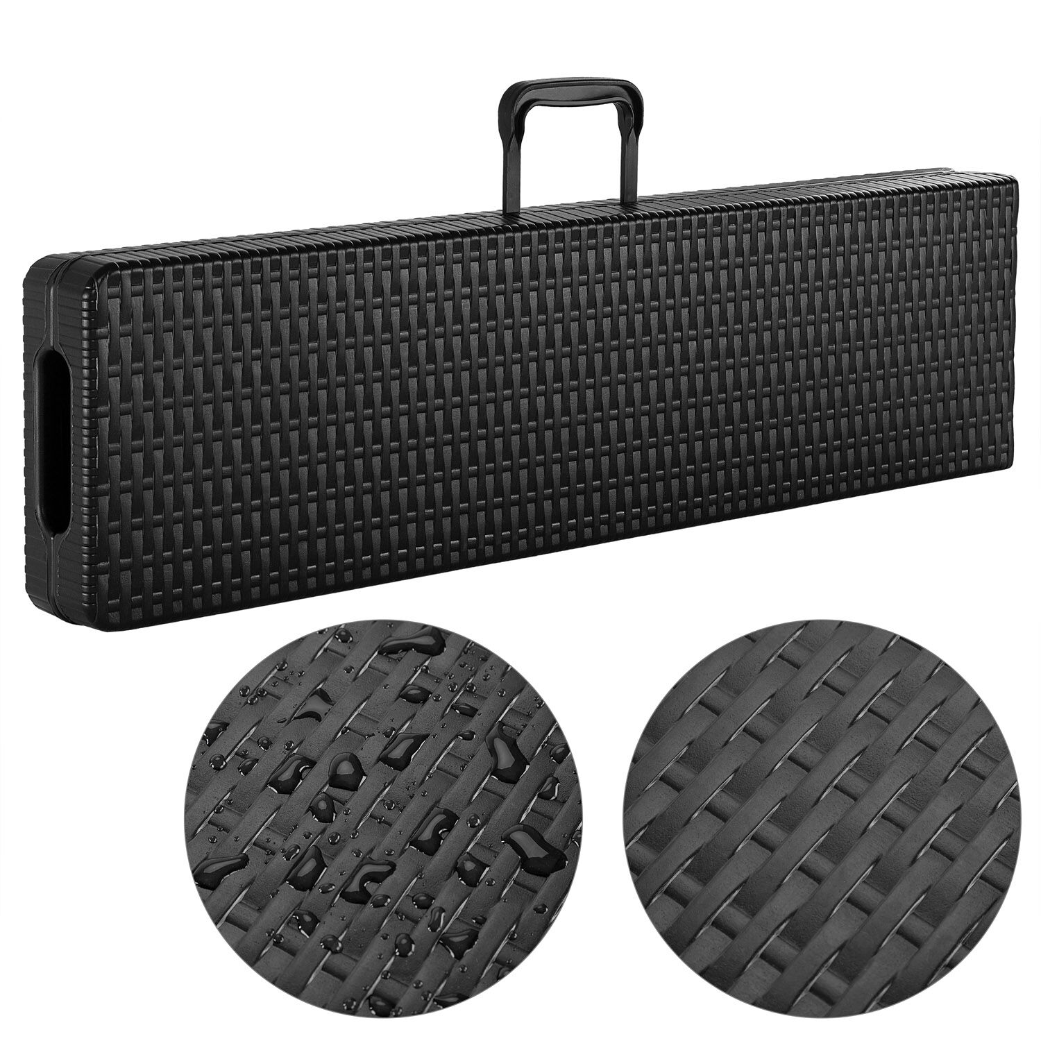 Rattanbänke Malmö 2er-Set Schwarz 180cm