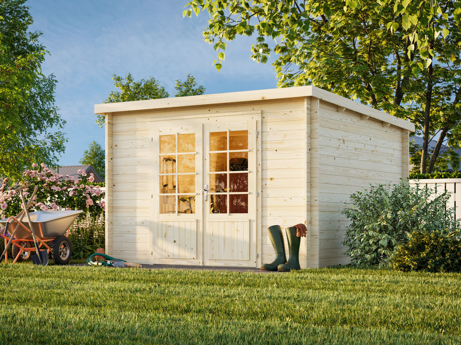 Flachdach Palmako Gartenhaus Ella 8,7 m²