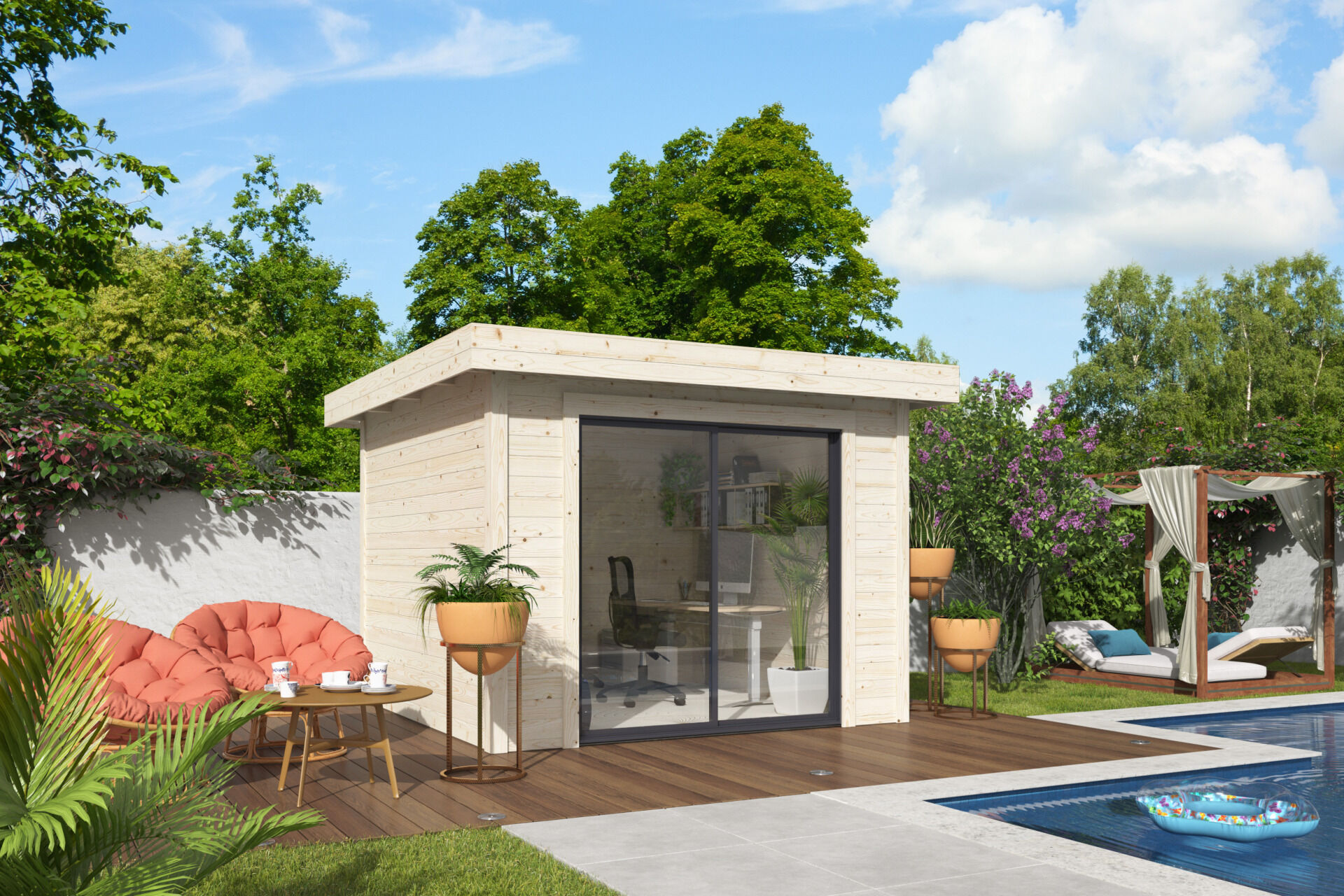 Flachdach Gartenhaus Aktion 45