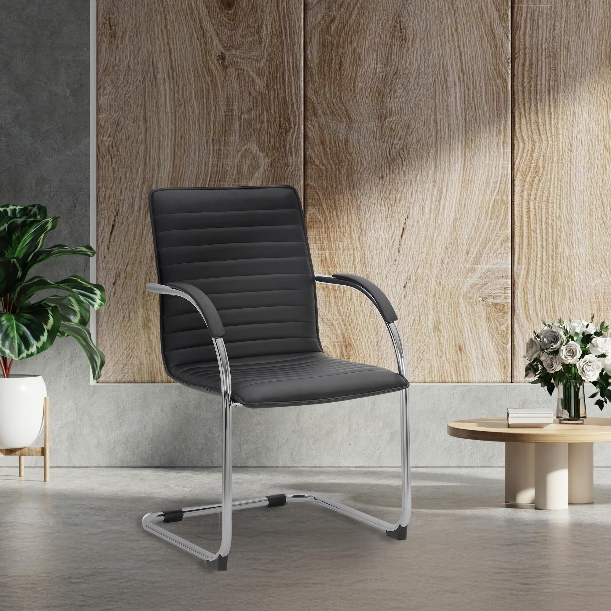 2er Set Besucherstühle Tira Kunstleder, schwarz