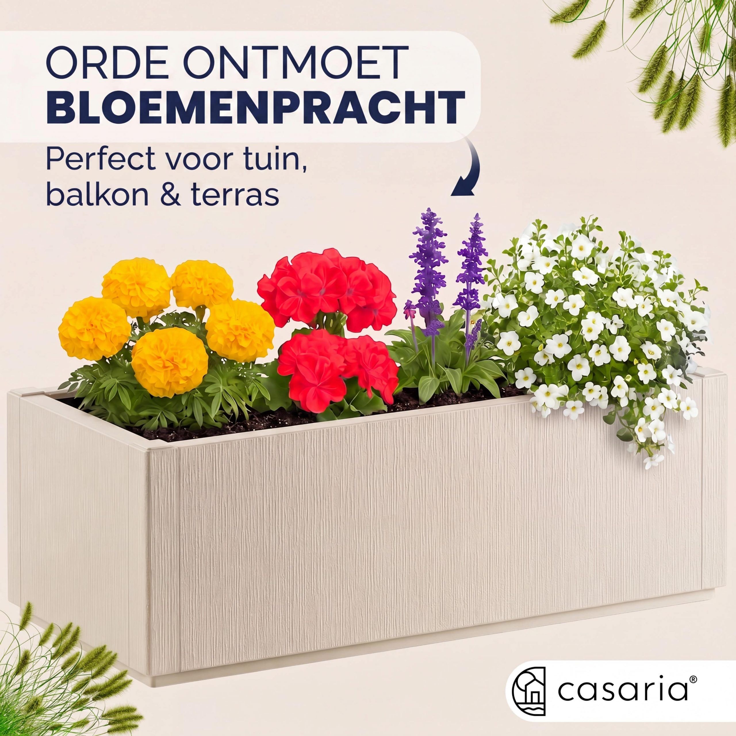 Blumentopf Ethica Kreideweiß Kunststoff 80x36x36cm