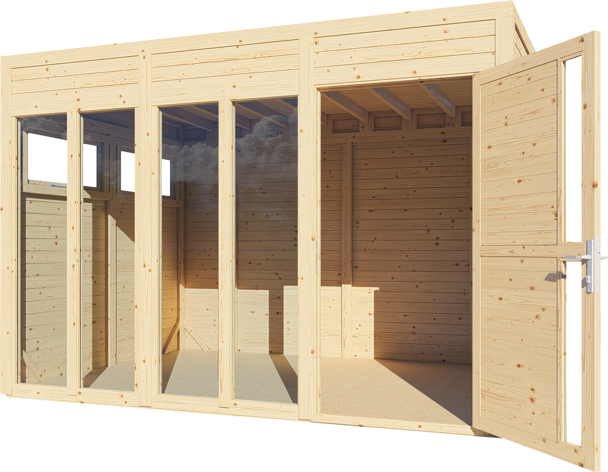 Gartenhaus Holz Cubus 3 Office naturbelassen 333 x 230 cm