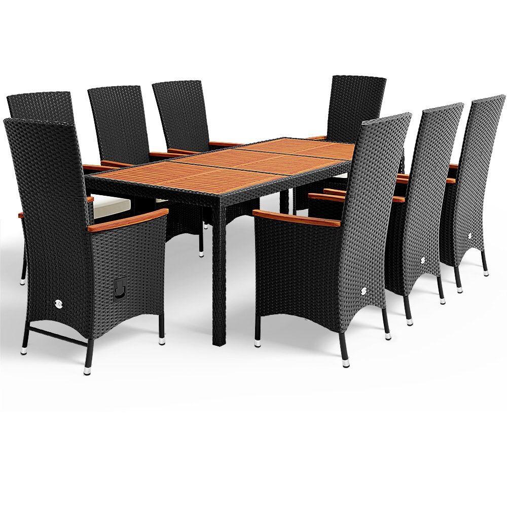 Polyrattan Garten-Sitzgruppe Rio 9-tlg Schwarz