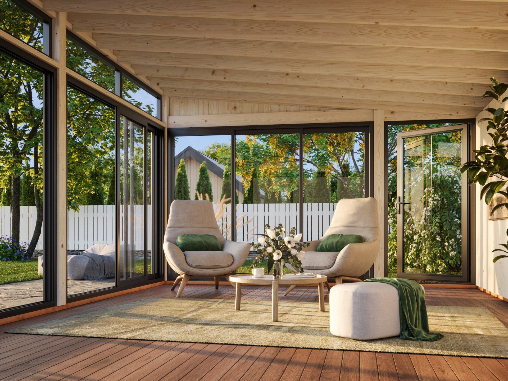 Palmako Modernes Gartenhaus Gartenzimmer Saga 23,3 m² Slide Plus