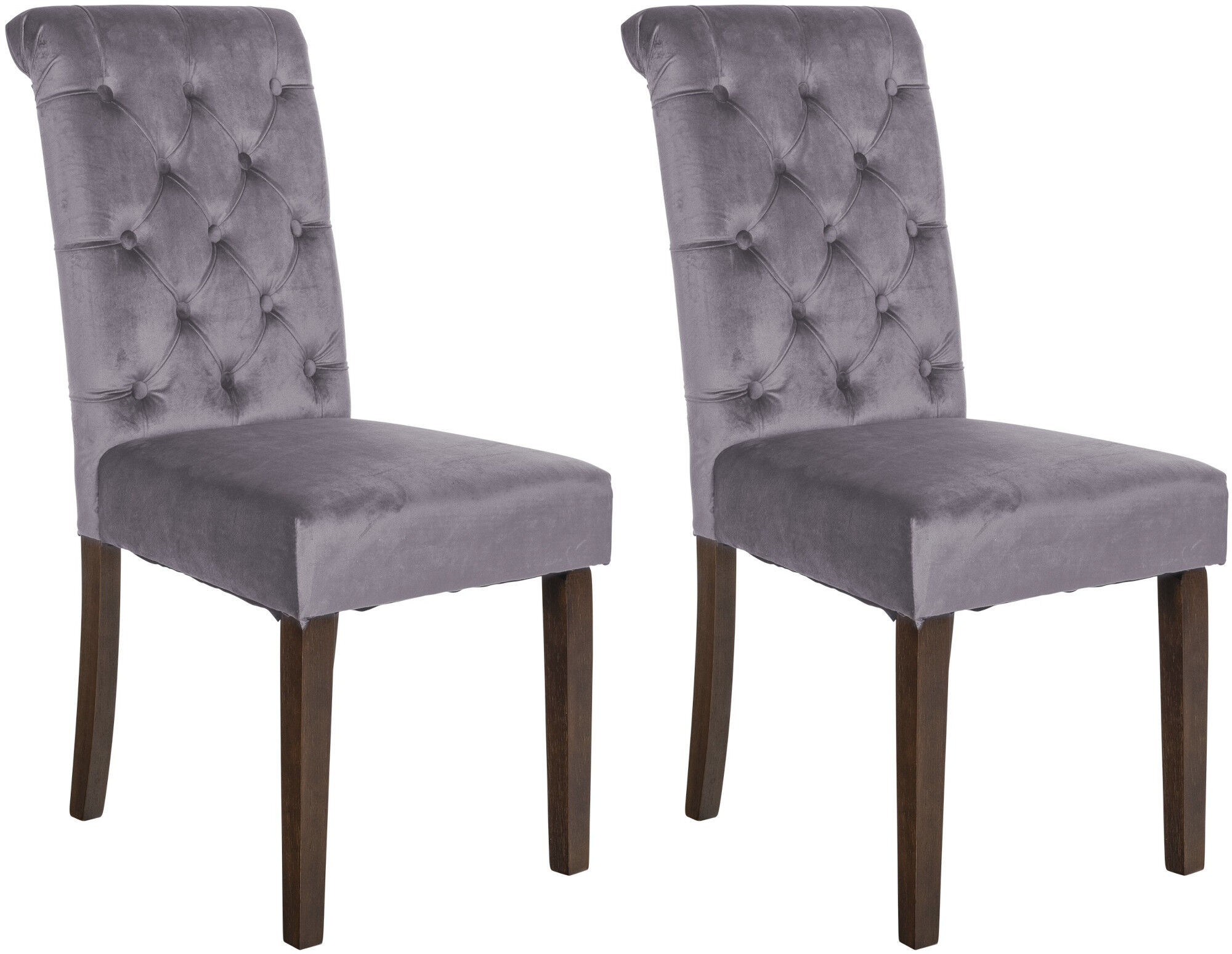 2er Set Esszimmerstühle Lisburn Samt, dunkelgrau