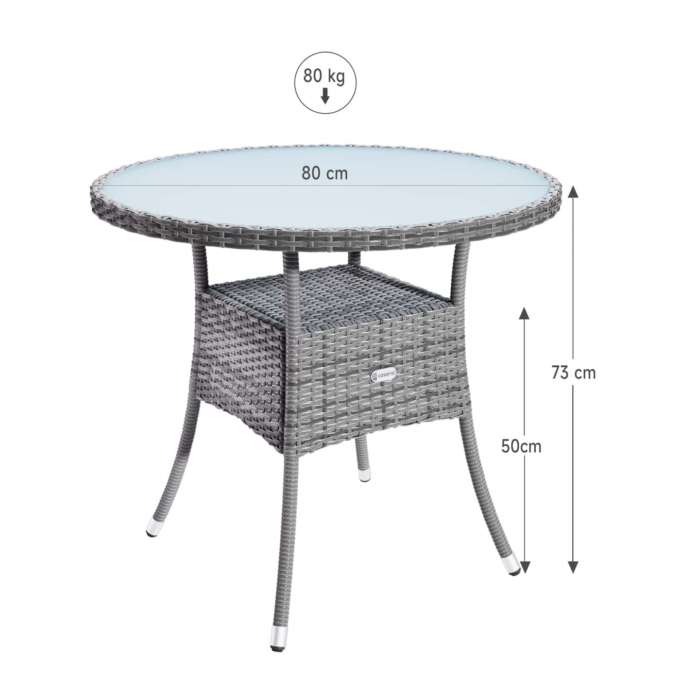 Polyrattan Tisch Grau Ø80cm
