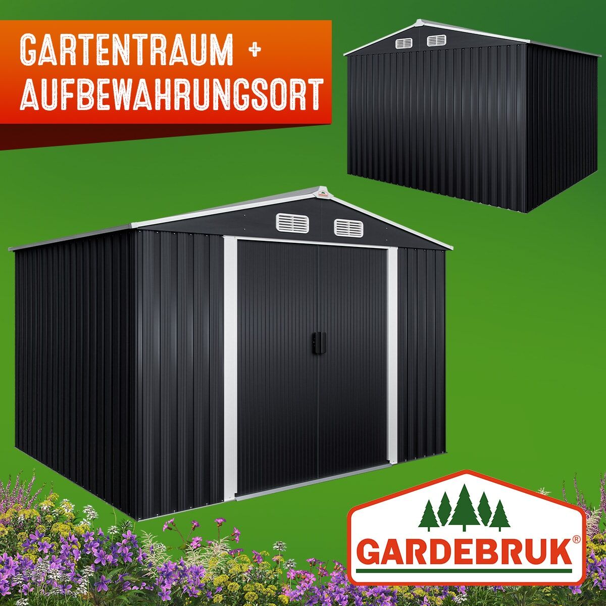 Geräteschuppen Anthrazit Metall 260x205x180cm