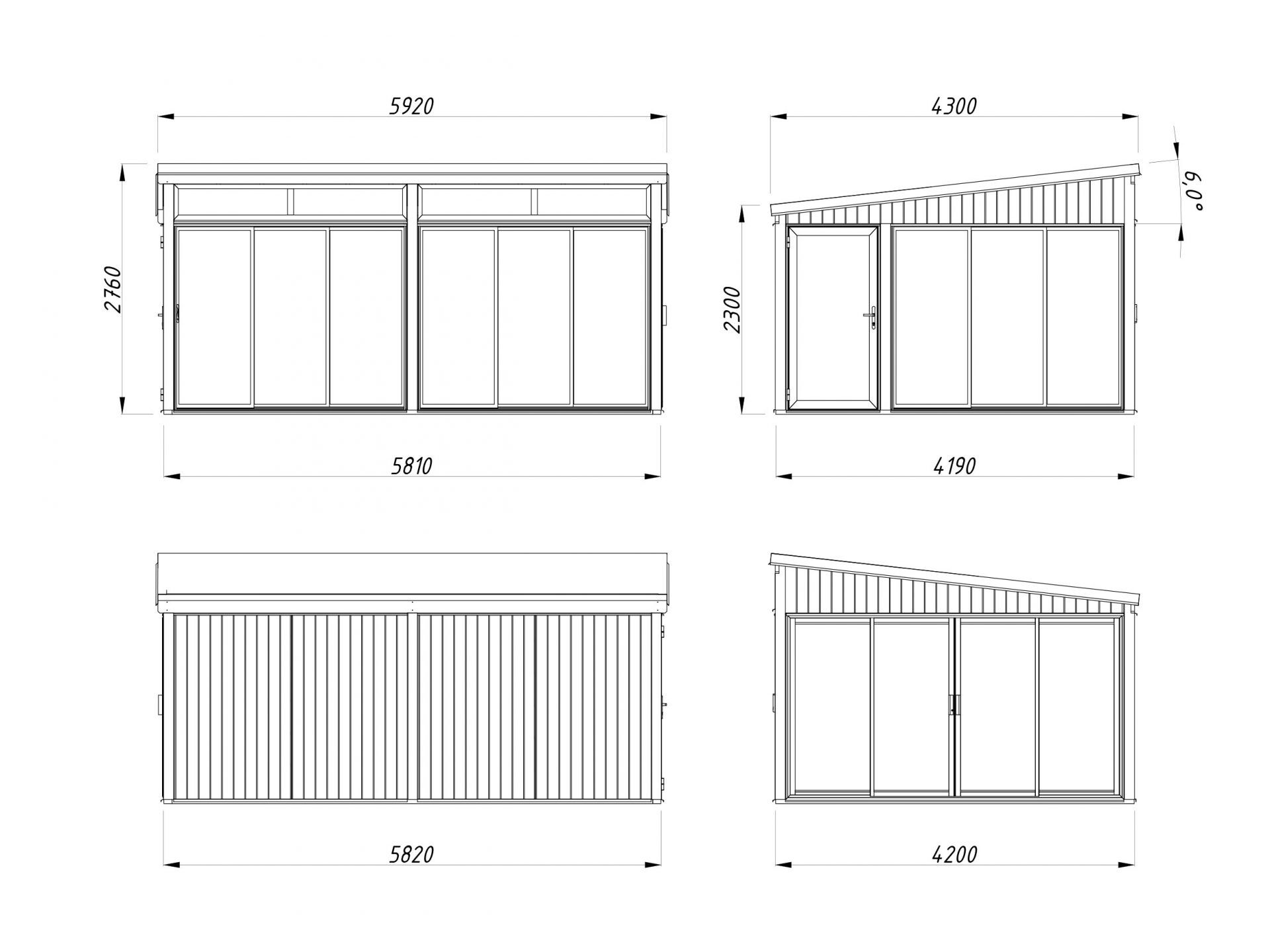 Palmako Modernes Gartenhaus Gartenzimmer Saga 23,3 m² Slide Plus