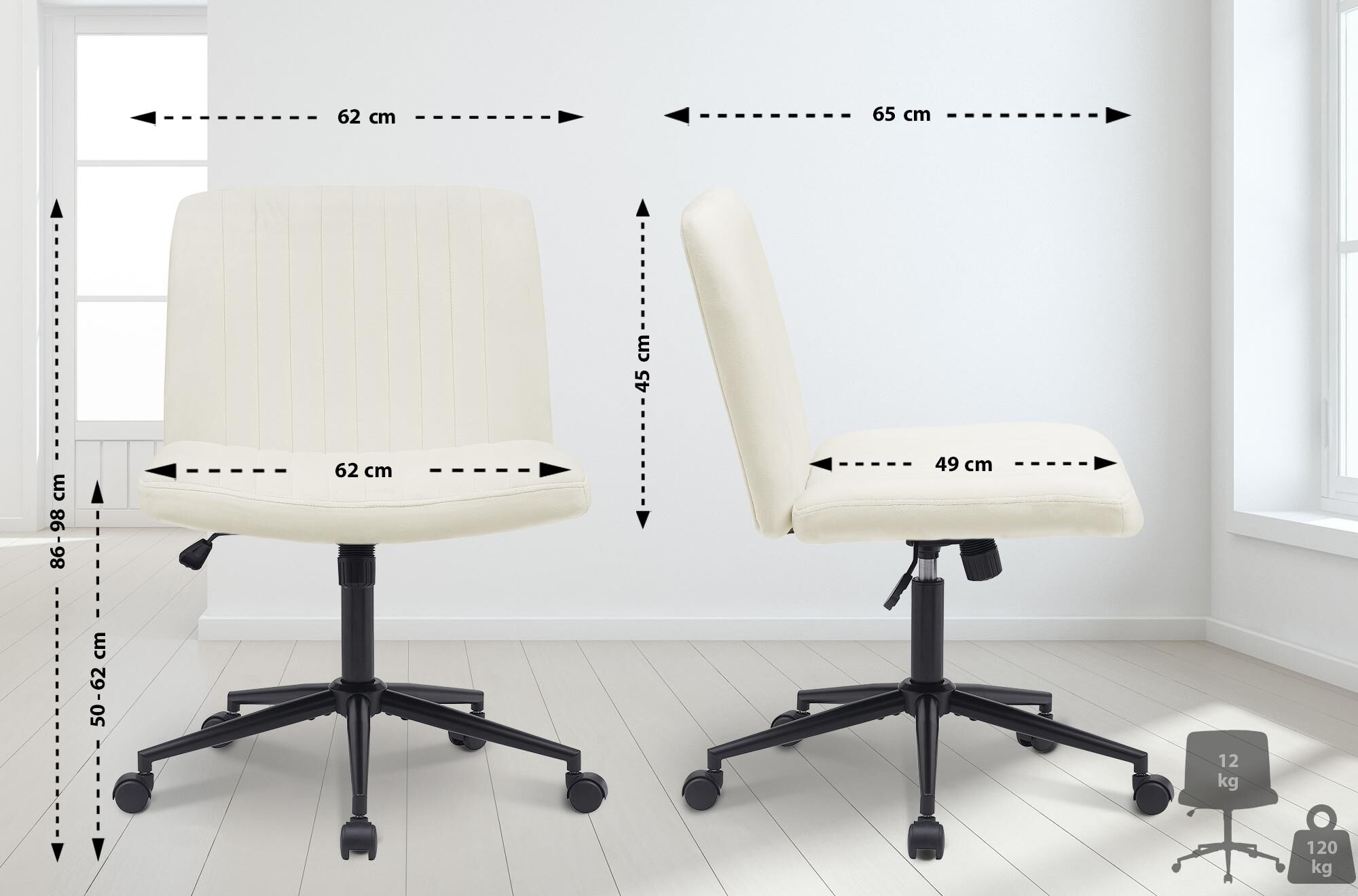 Bürostuhl Kingman Samt, creme