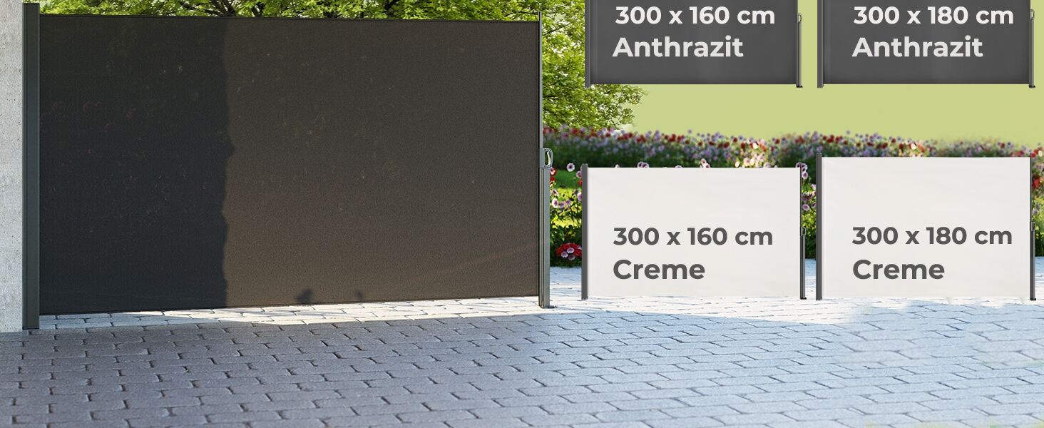 Seitenmarkise Nosara Anthrazit 160x300cm ausziehbar