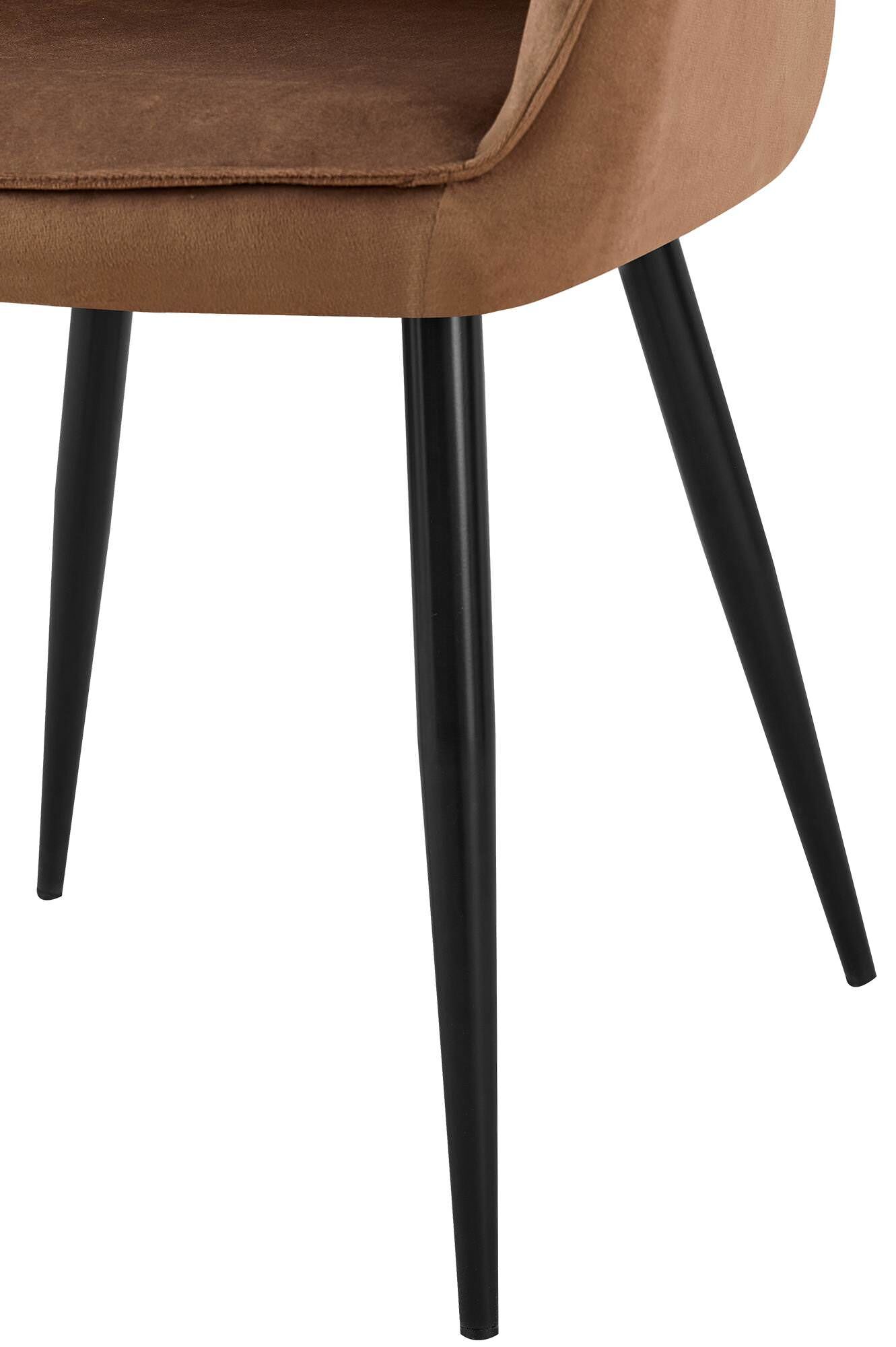 2er Set Esszimmerstuhl Boise Samt, braun