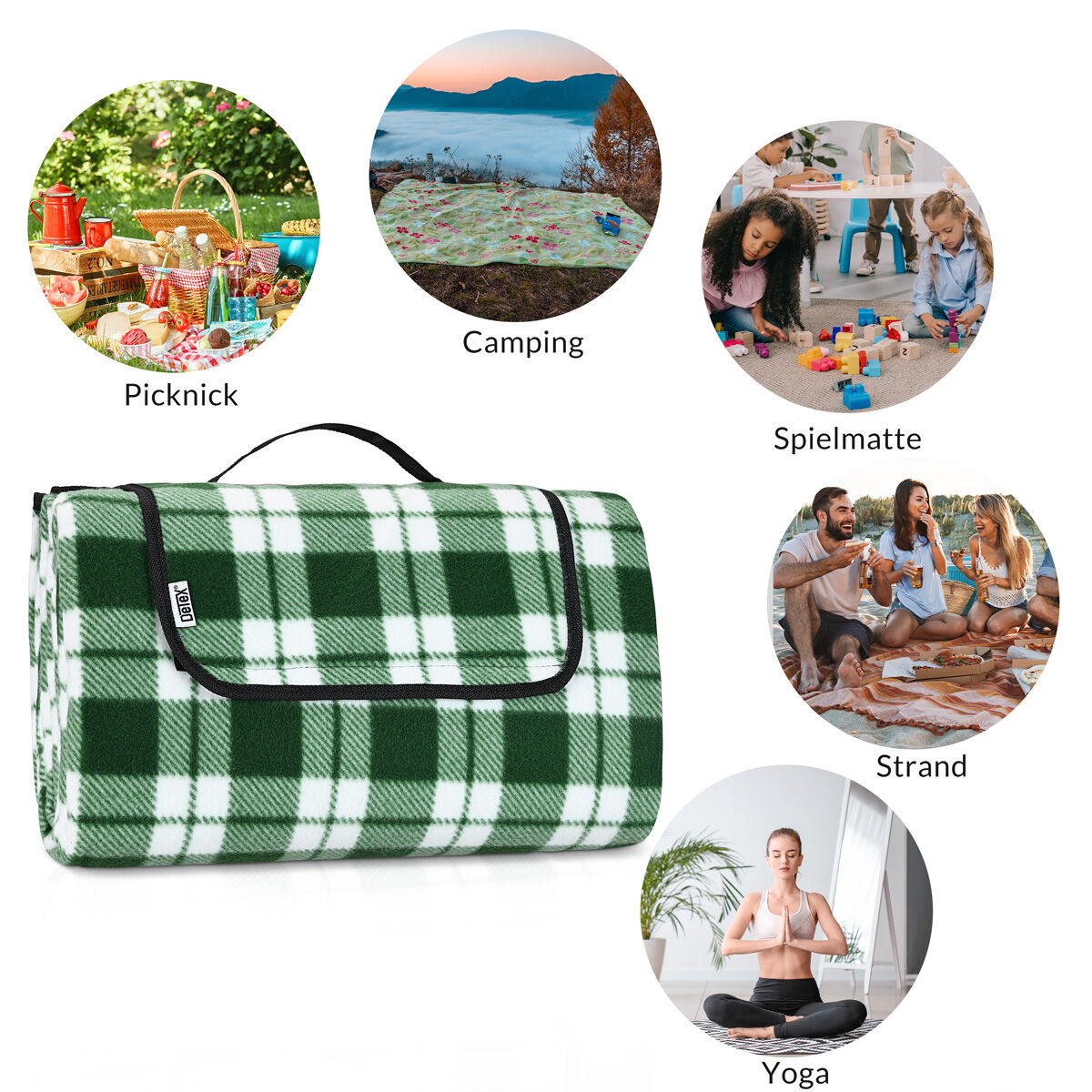 Picknickdecke Karo/Grün 2x2m