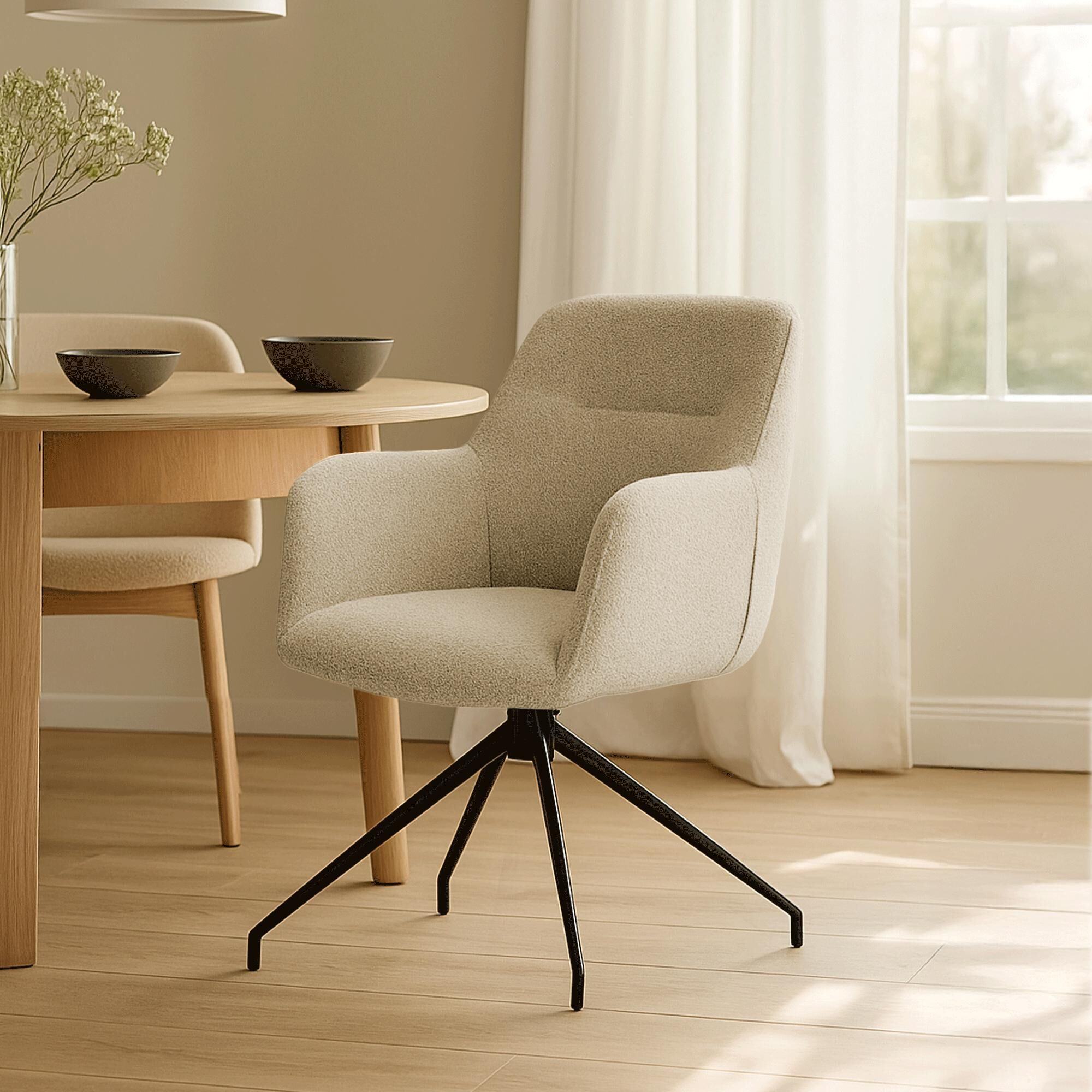 Esszimmerstuhl Merlinda Stoff Teddy, taupe