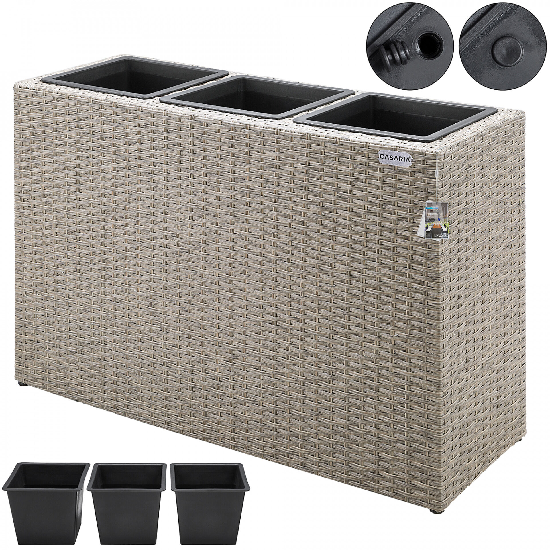 Polyrattan Blumentopf Creme 83x30,5x60cm