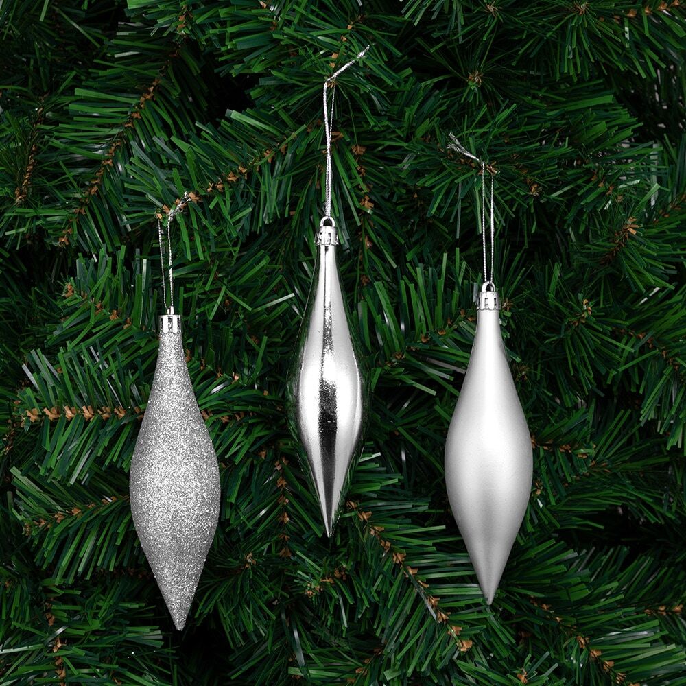 Weihnachtskugeln Silber 102-tlg in matt glänzend + glitzernd