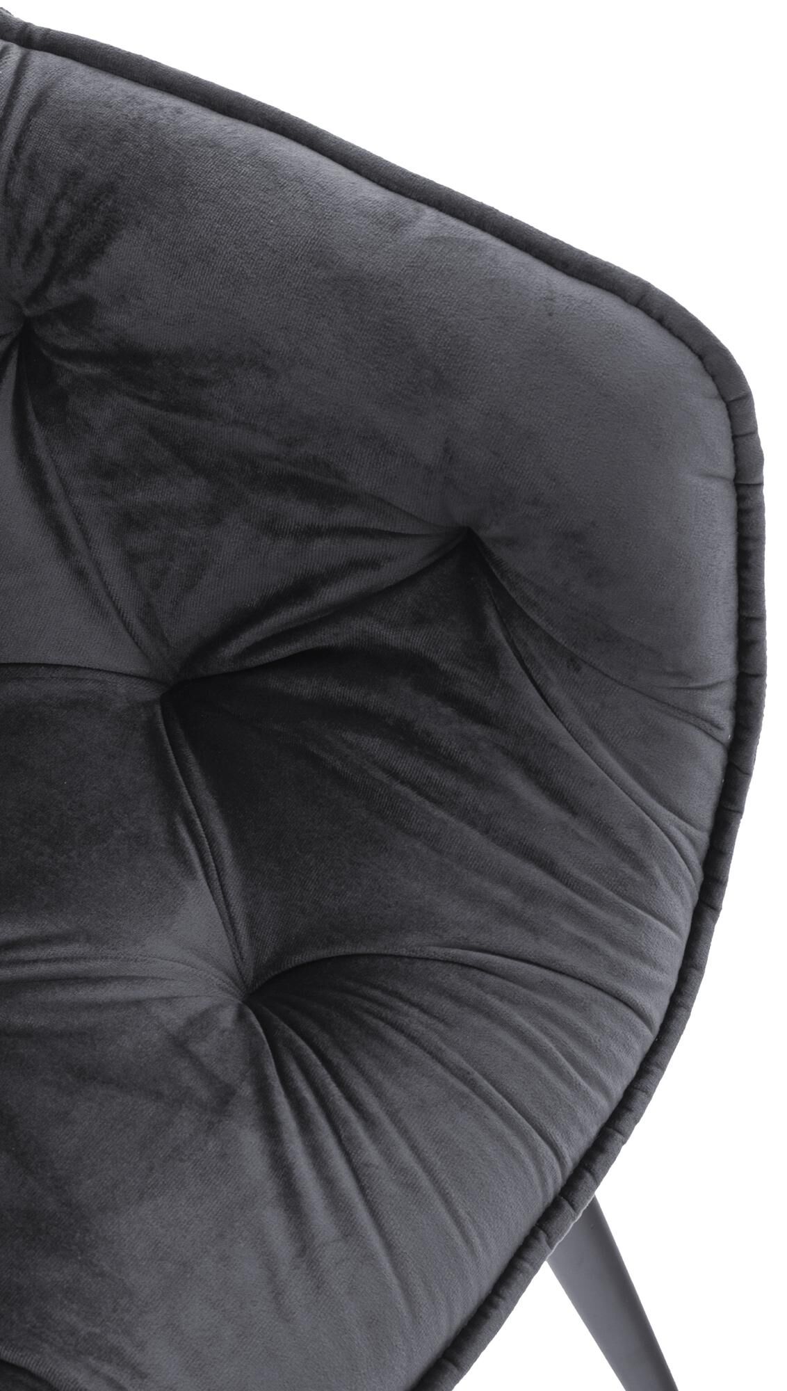 4er Set Stuhl Tanna Samt, dunkelgrau