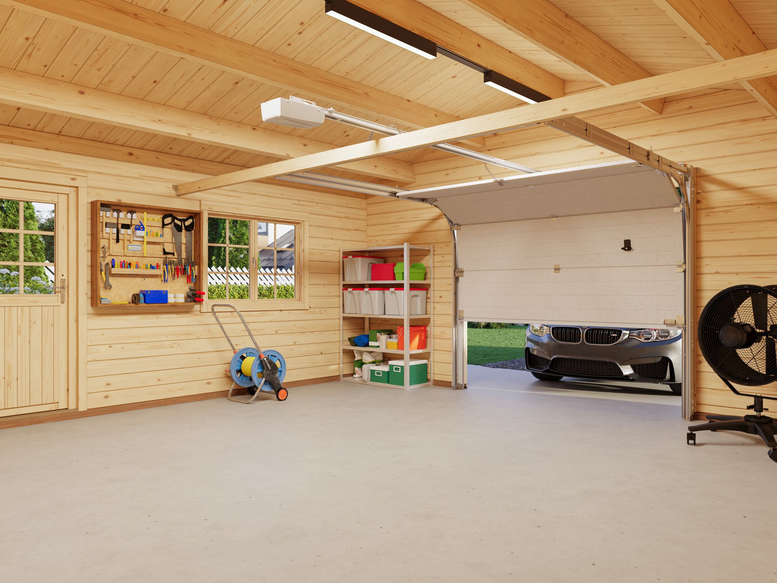 Palmako Holzgarage Roger 27,7 m² mit Sektionaltor