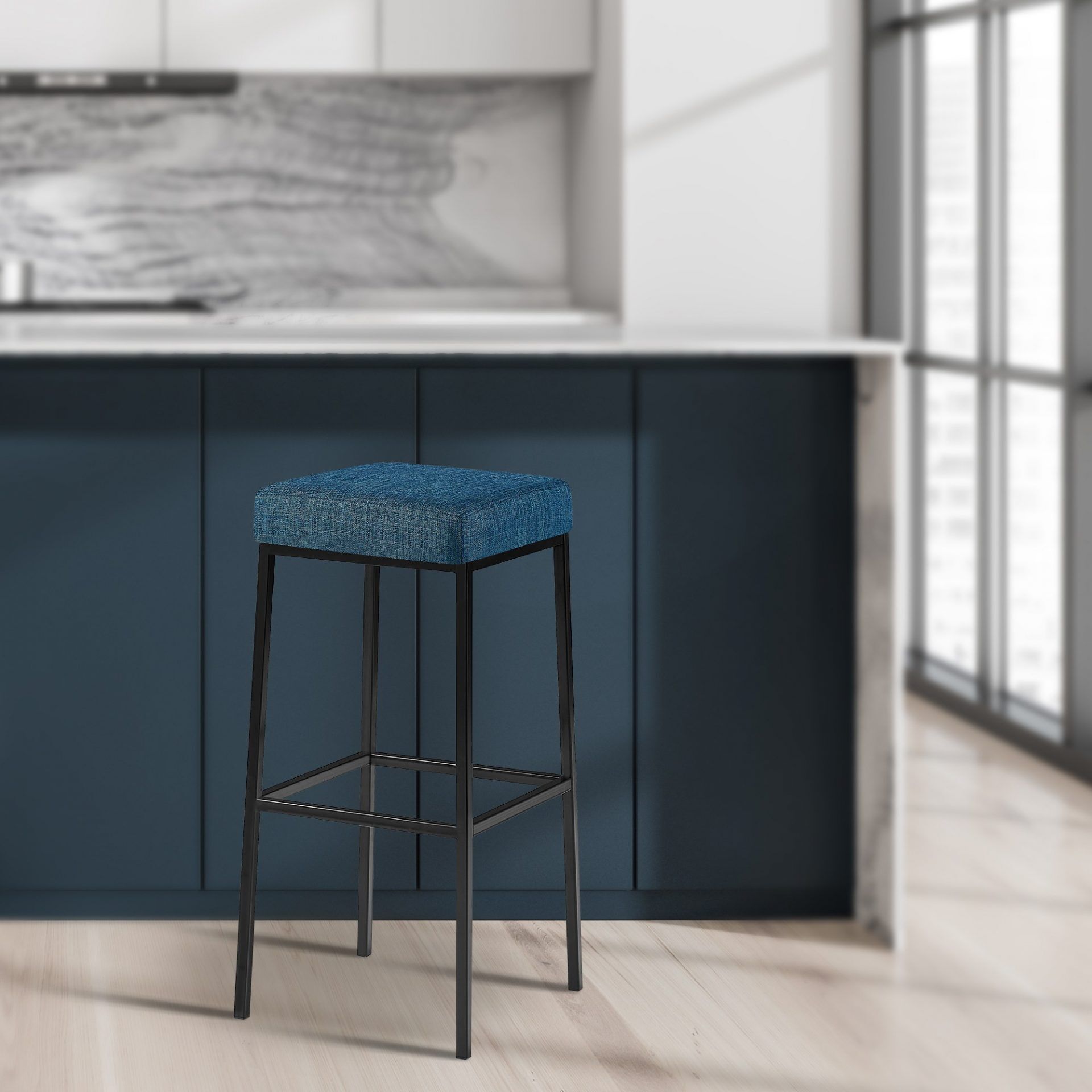 Barhocker Montreal B85 Stoff, blau