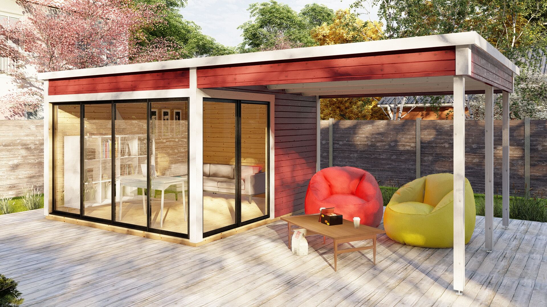 Flachdach Gartenhaus Sydney 35 Plus