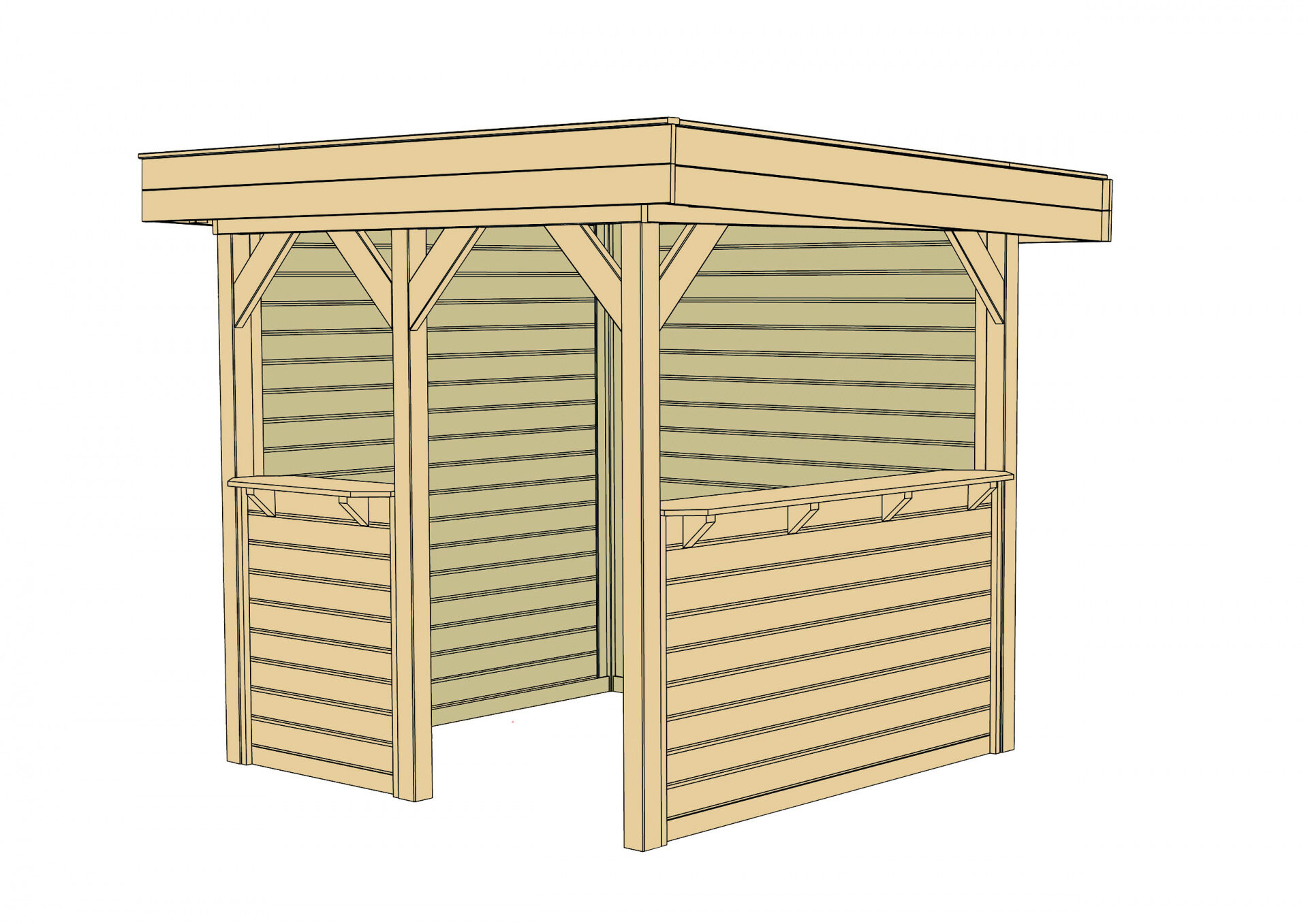 weka Gartenlaube 657 Gr.1, Set inkl. 2 RW, Tresenwand und Treseneingang
