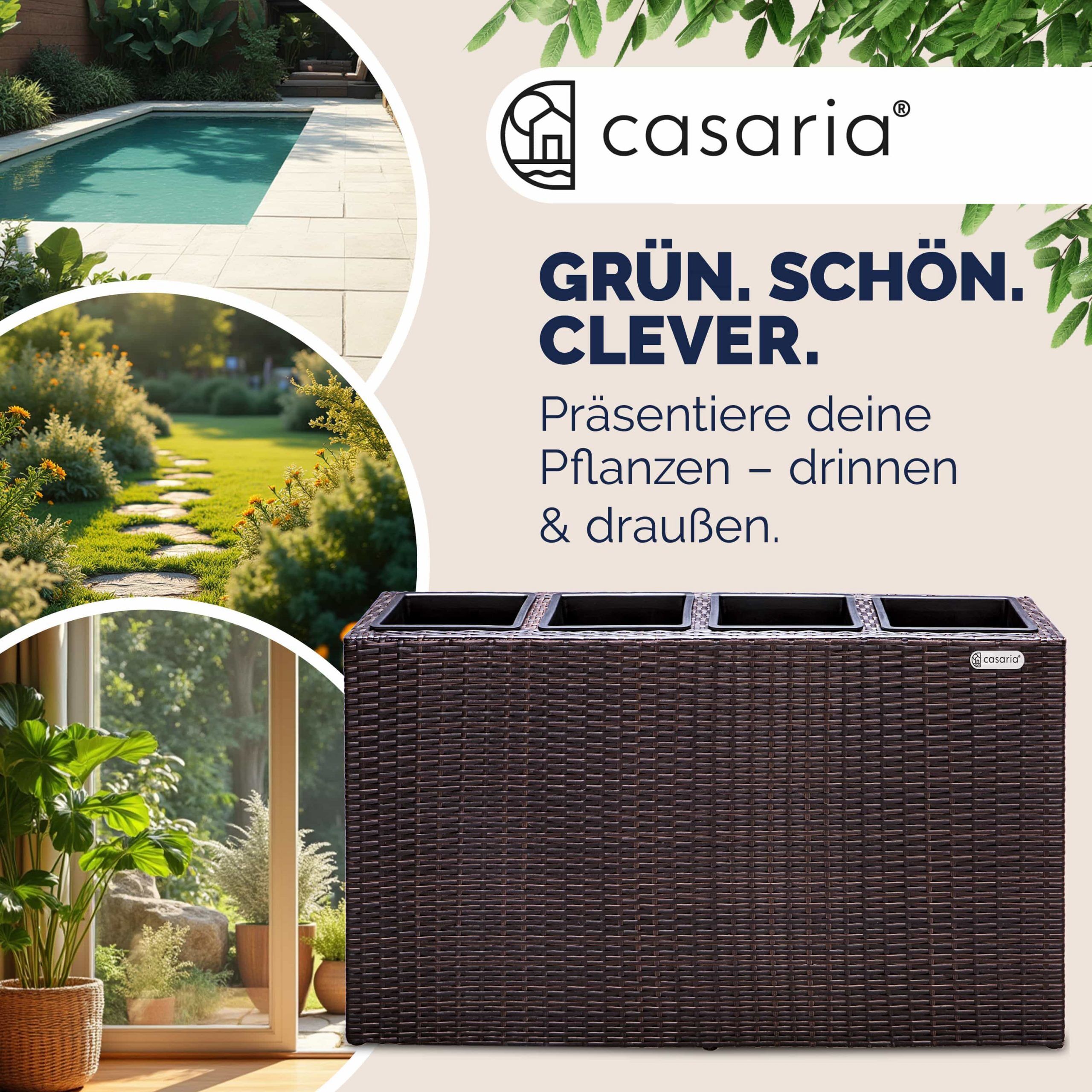 Polyrattan Blumentopf Braun 95x27x60cm