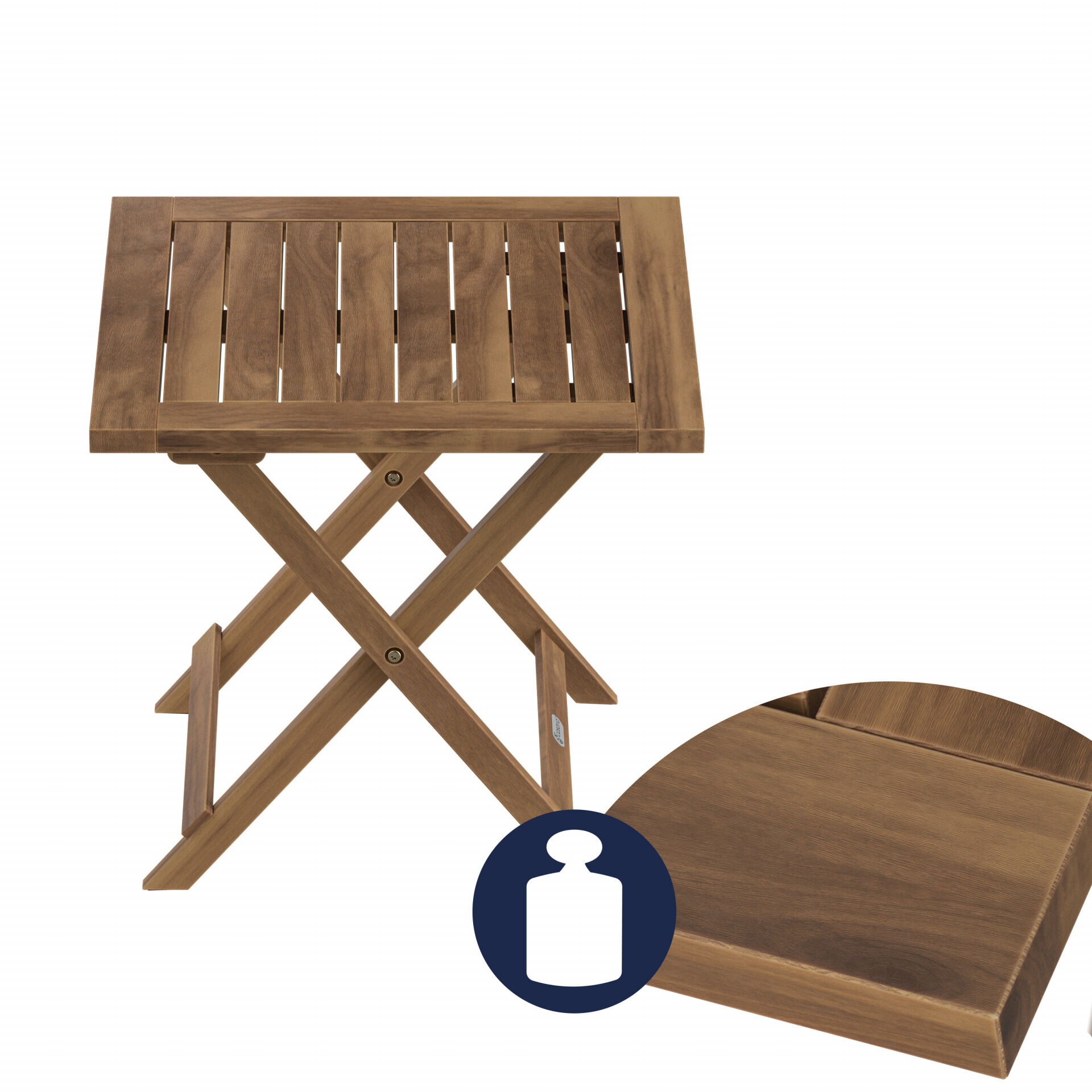 Gartentisch klappbar Akazienholz 46cm massiv platzsparend elegant