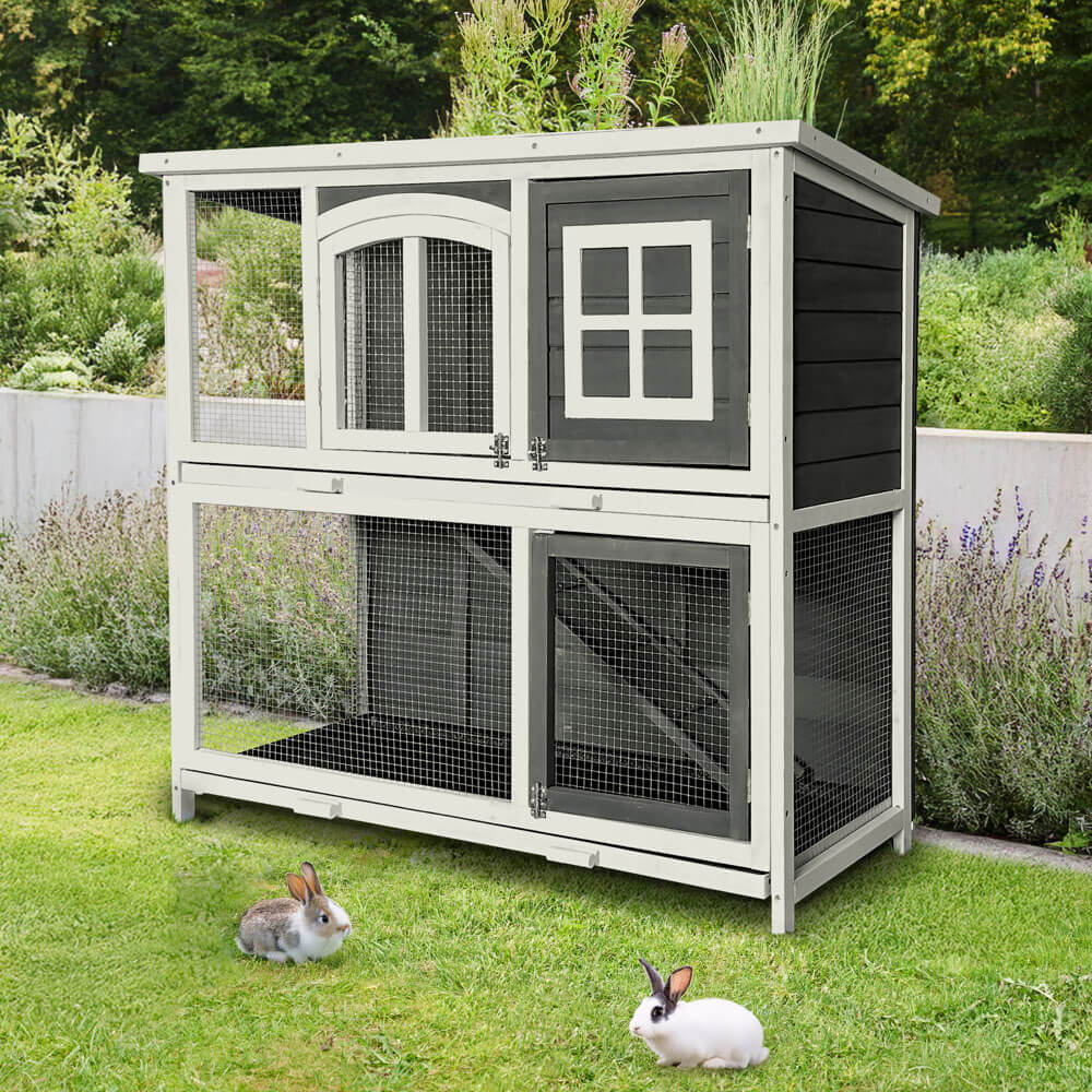 Kaninchenstall aus Holz MINO – 122 x 108 cm