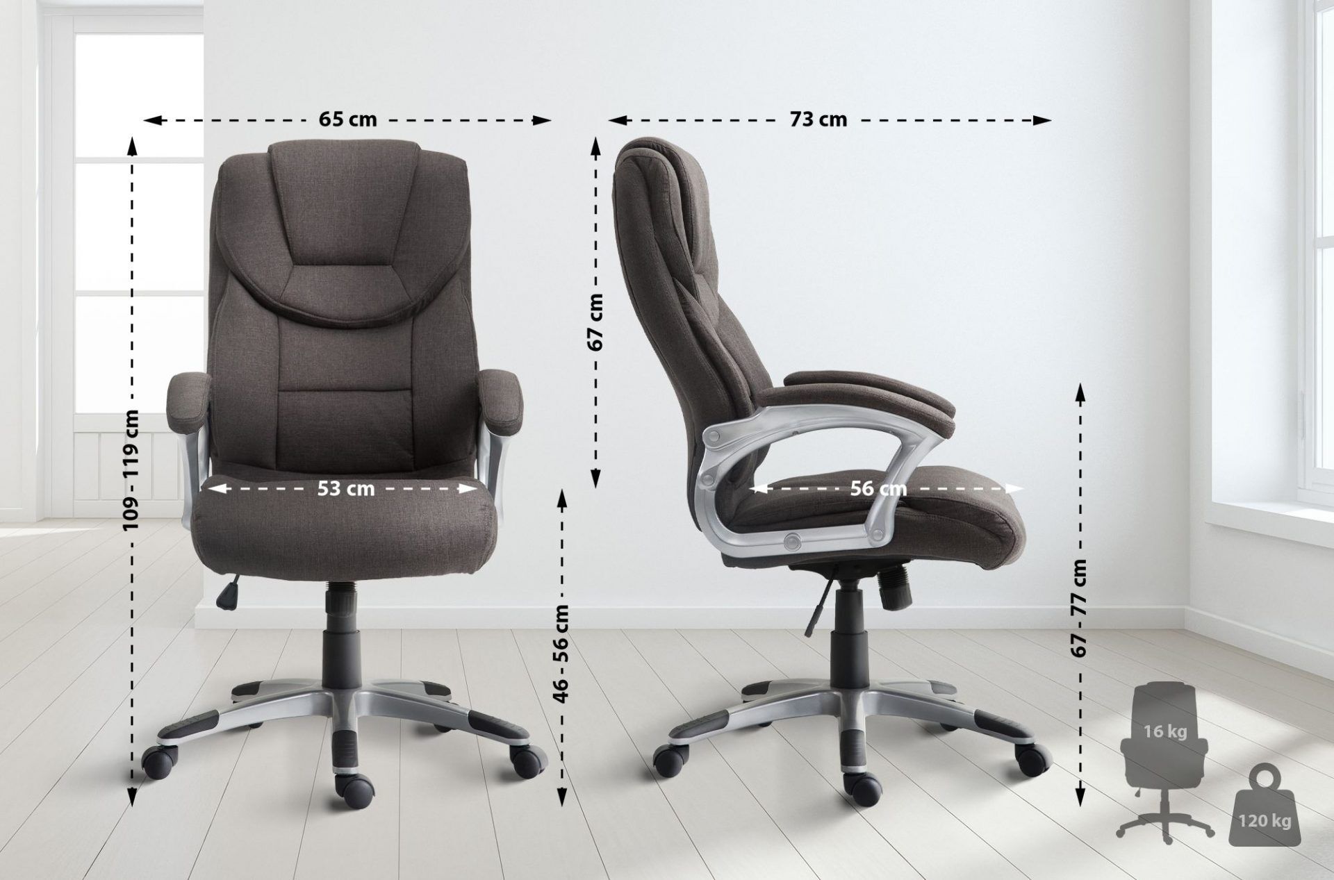 Bürostuhl Texas V2 Stoff, dunkelgrau