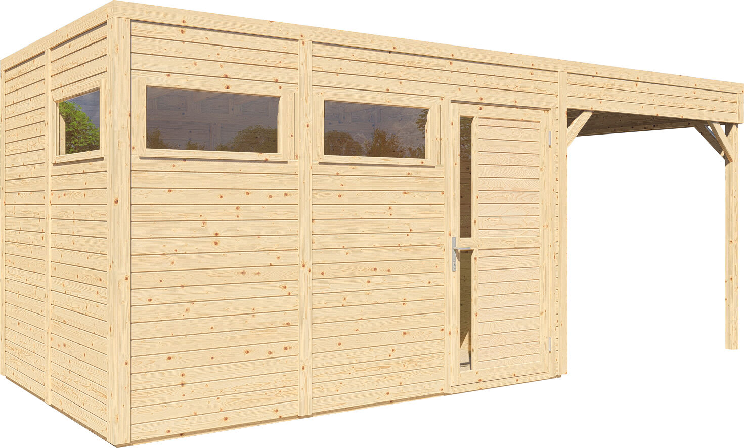 Gartenhaus Cubus 3 Lounge naturbelassen 558 x 234 cm