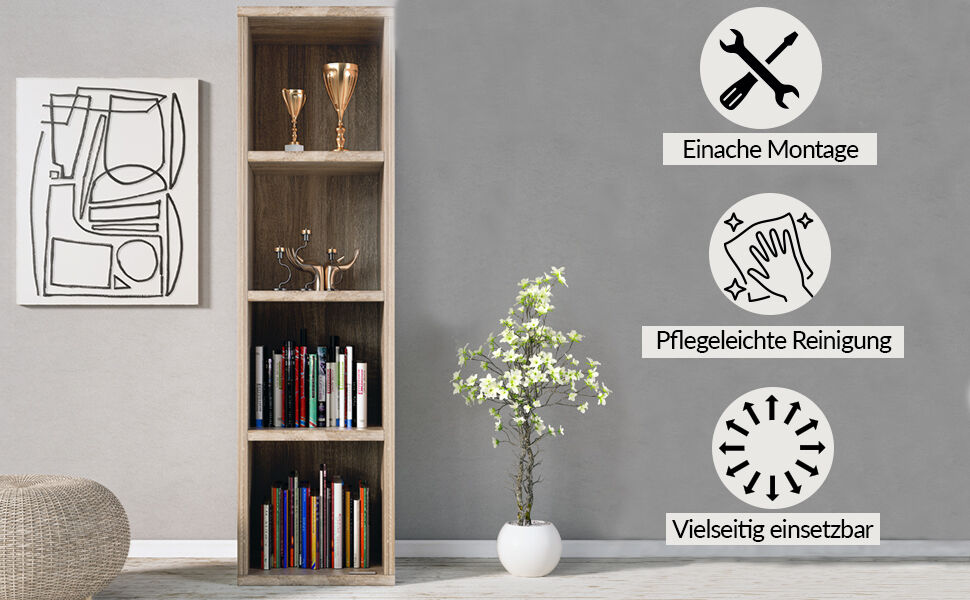 Bücherregal Skylar Eiche 106x30x30cm