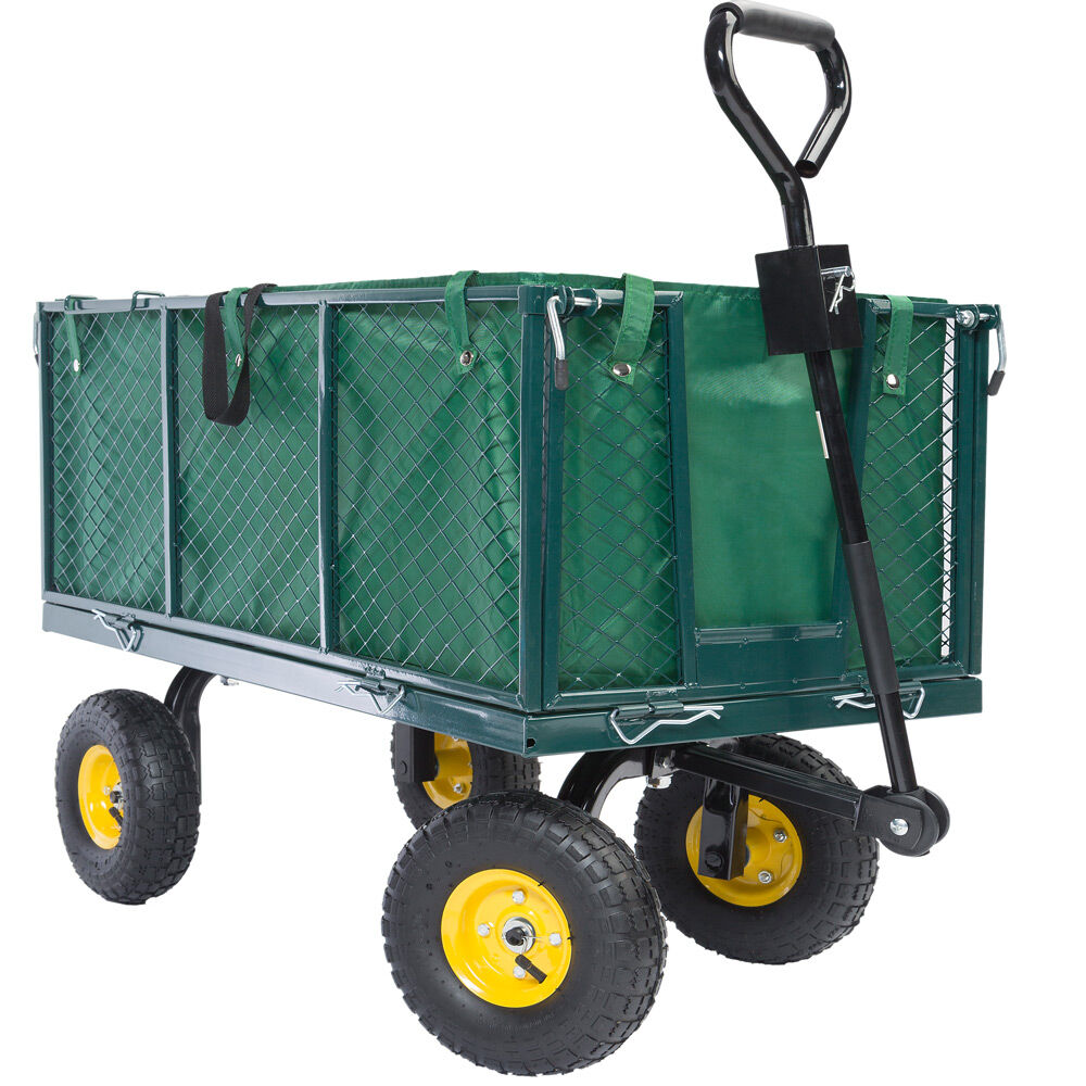 Transportwagen 550 kg Grün 110x75x52cm mit 4 Luftreifen + Plane
