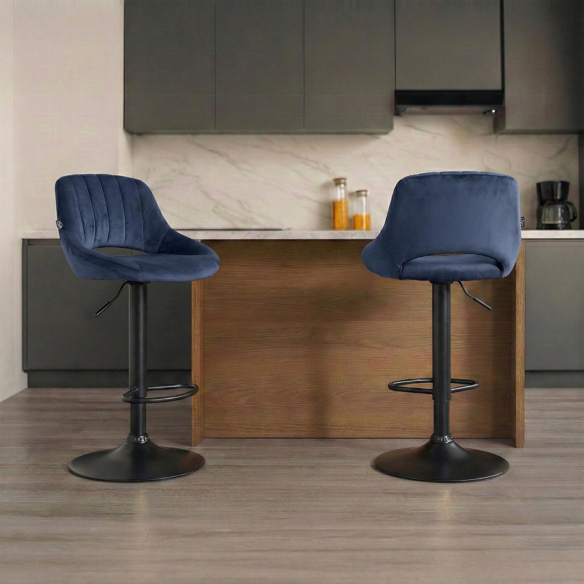 Barhocker Milet Samt schwarz, blau