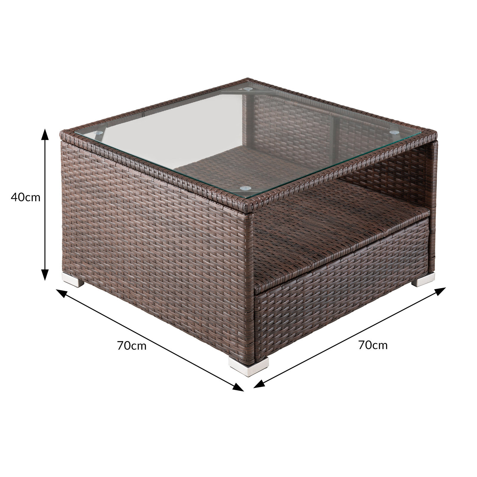 Polyrattan Ecklounge Braun/Creme dicke Rückenpolster