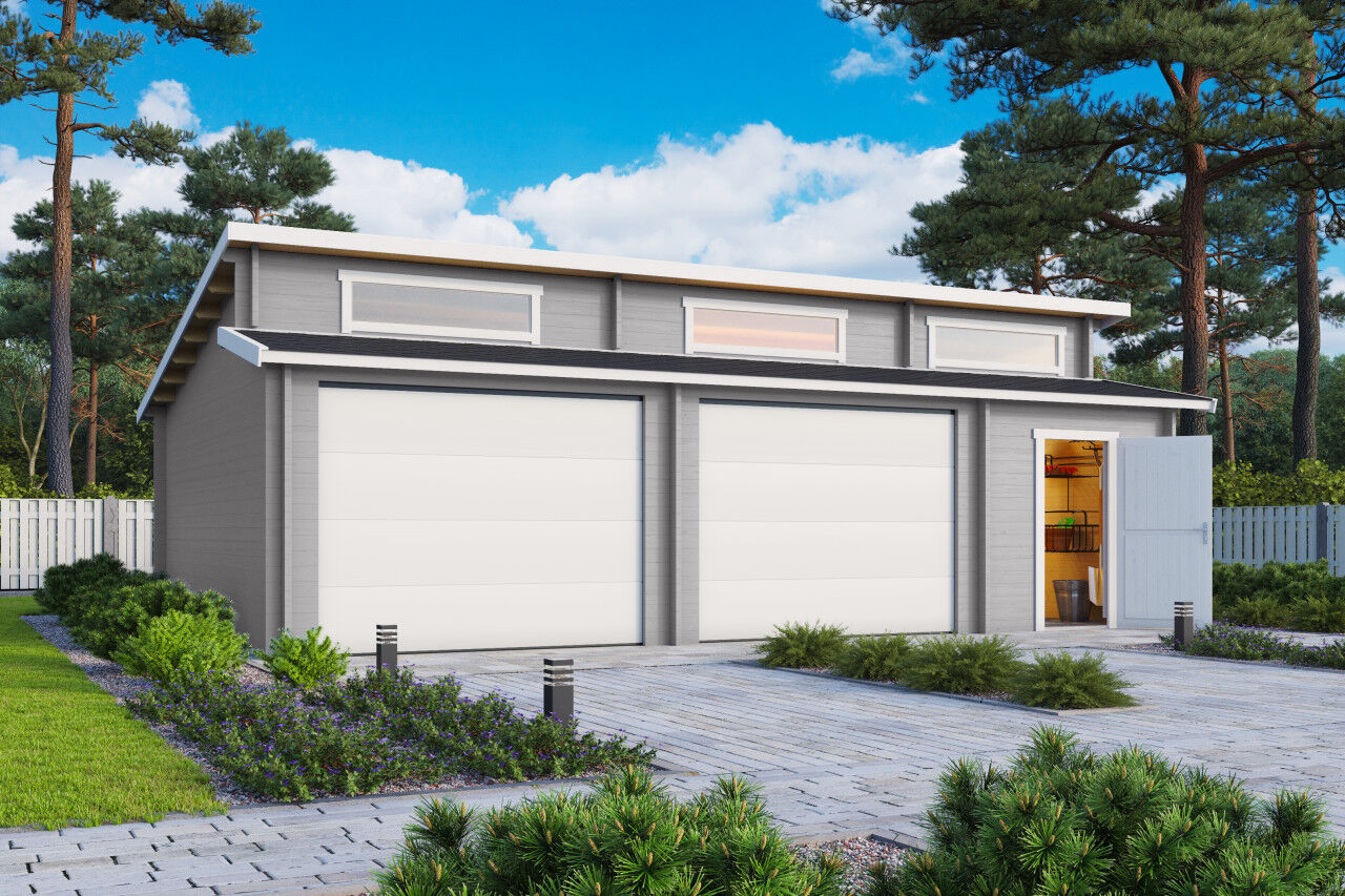 Lasita Maja Holzgarage Hawaii mit Sektionaltoren