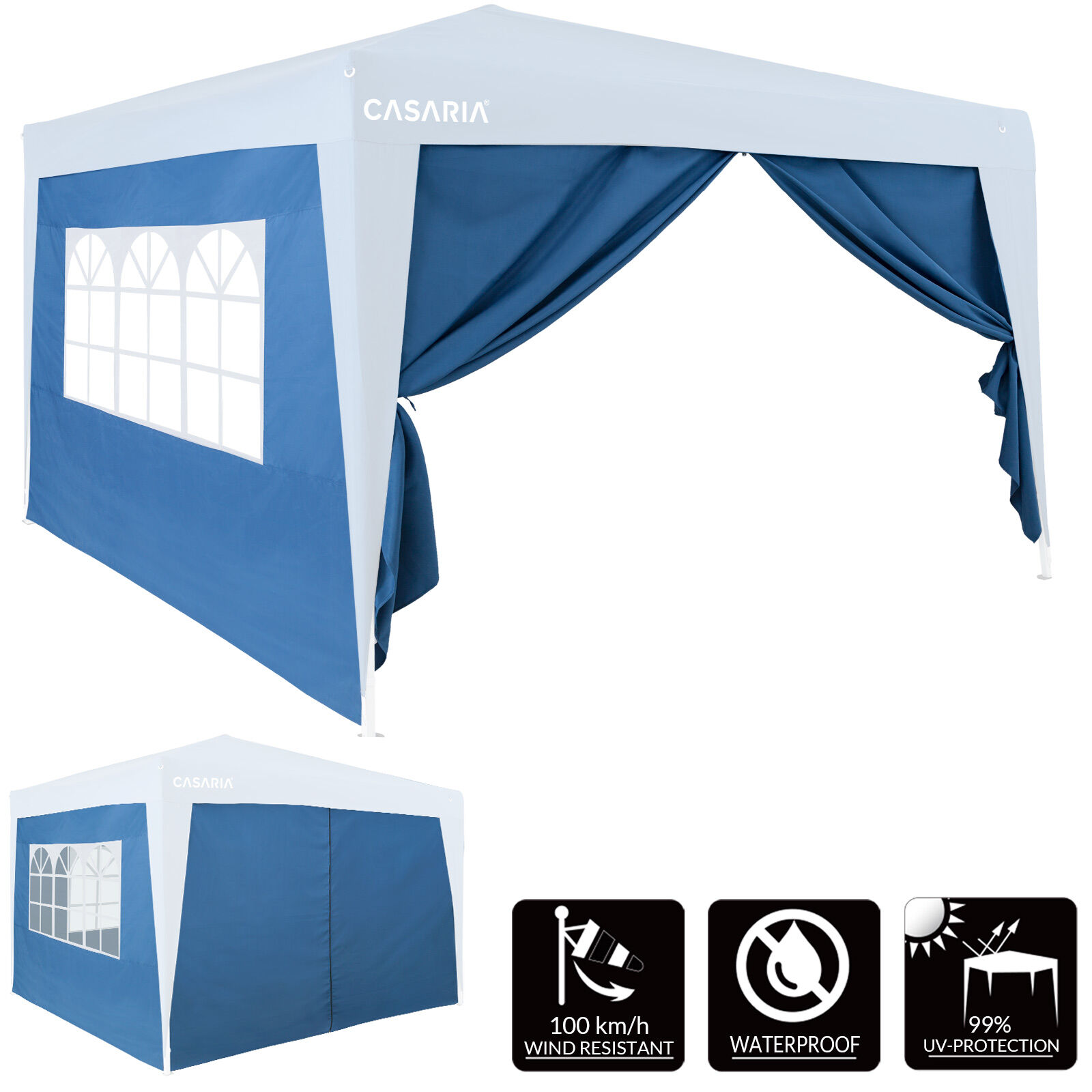 Seitenwände Faltpavillon 2er-Set Blau 3x2m