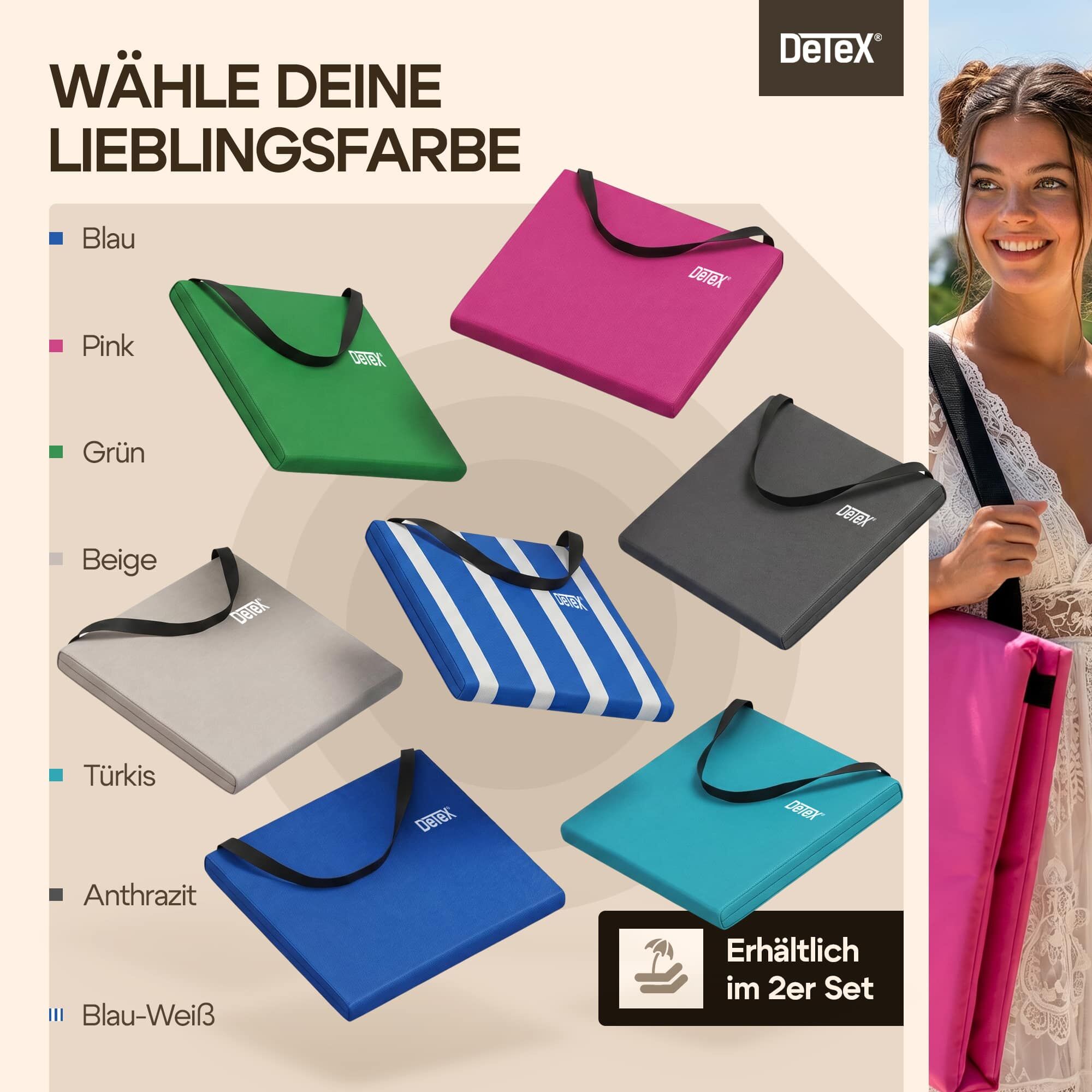Strandmatte 2er-Set Blau 158x56x46cm gepolstert