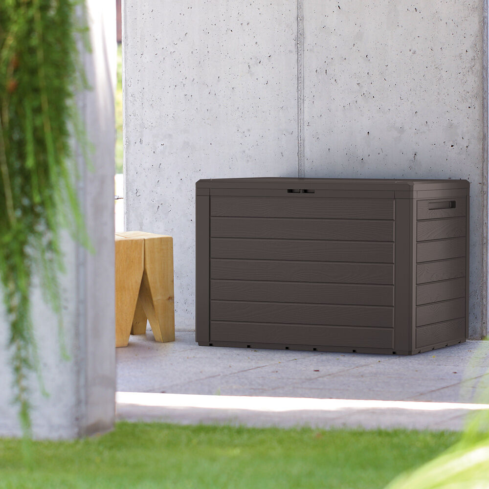 Gartenbox Lille 190L Braun in Holzoptik wetterfest abschließbar