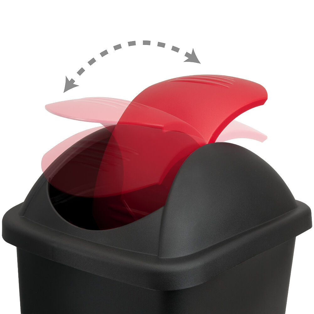 Mülleimer Schwarz/Rot Kunststoff 60L