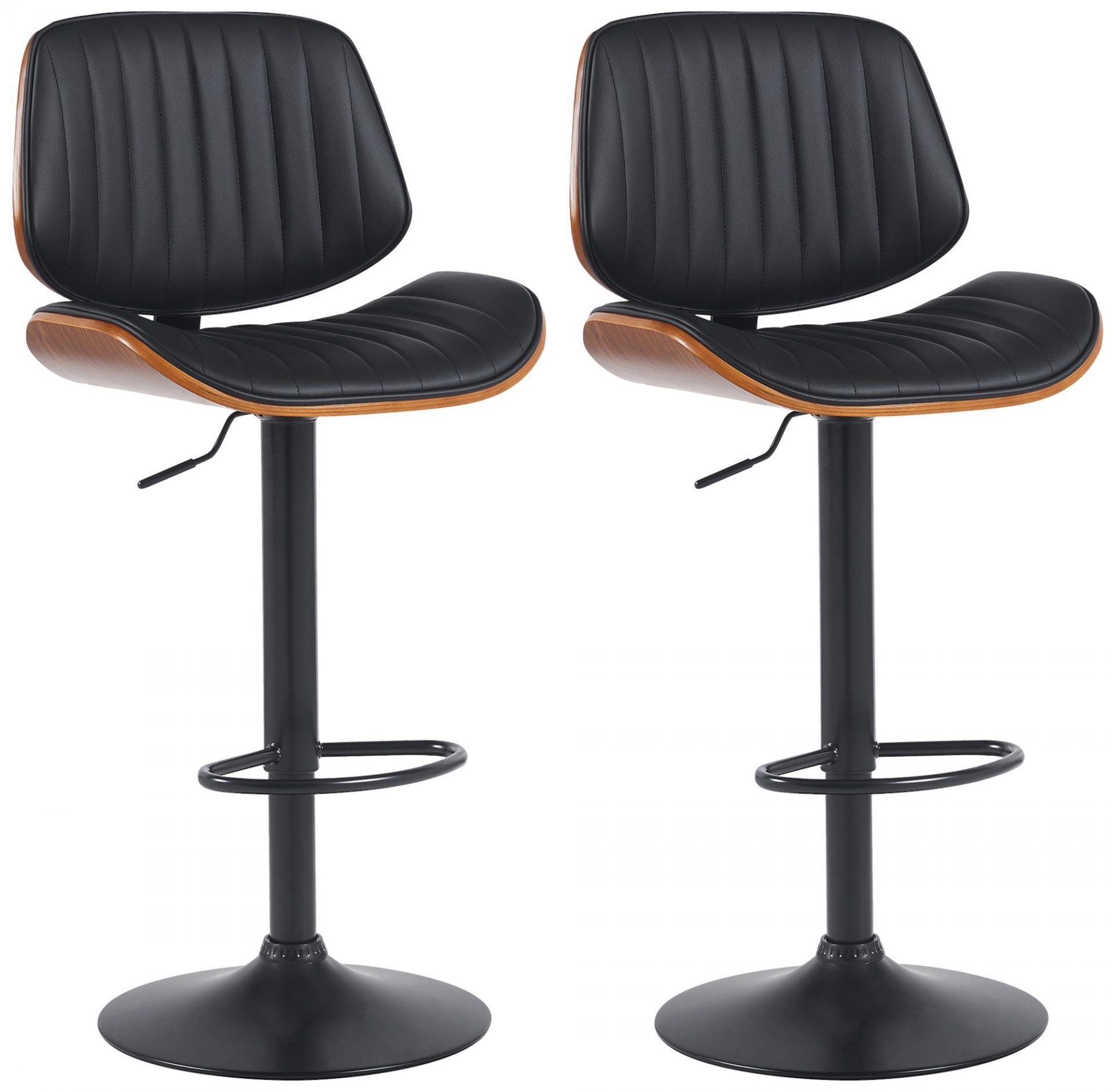 2er Set Barhocker Clawson Kunstleder schwarz, walnuss/schwarz