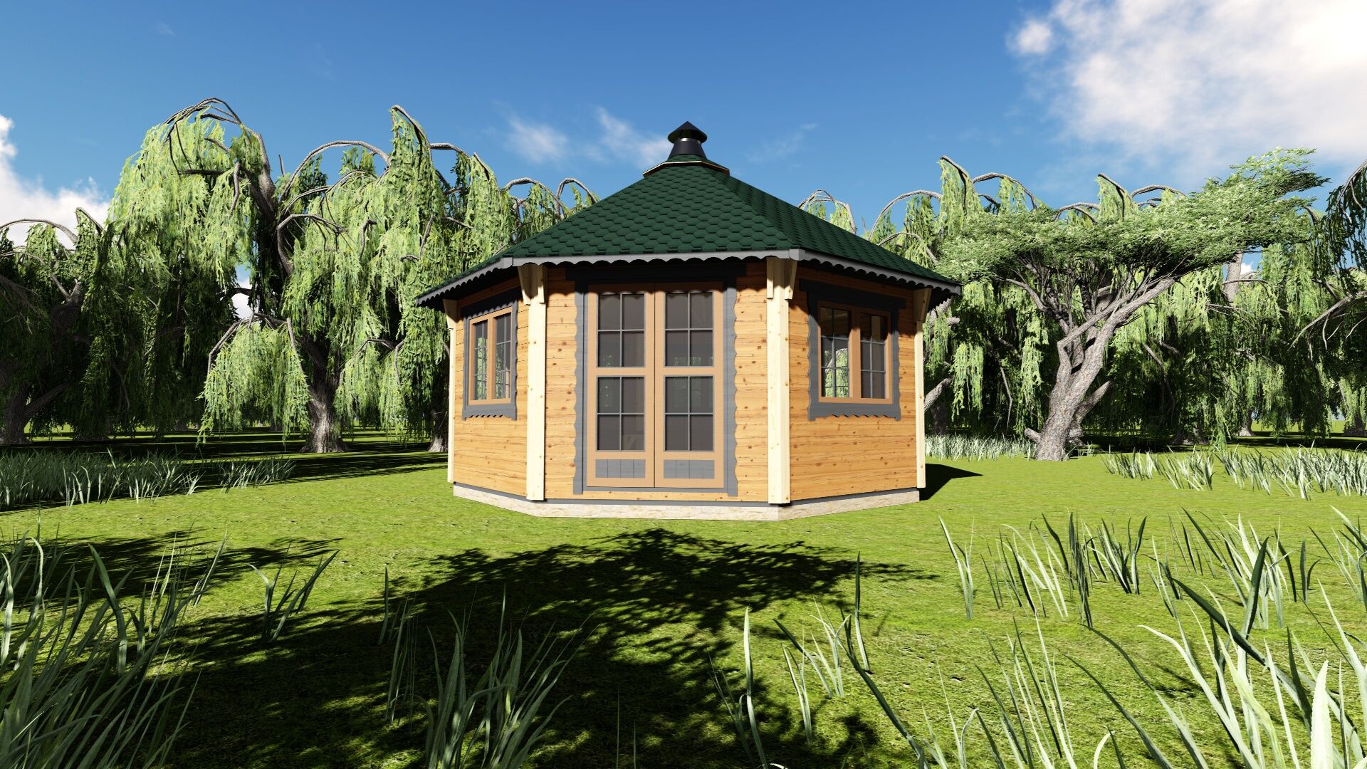Grillpavillon Victoria 17 m² Illustration Frontansicht
