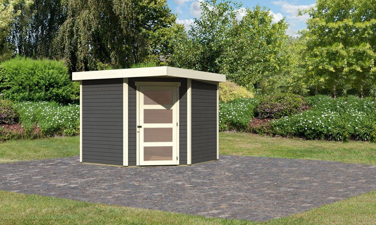 Flachdach Gartenhaus Schwandorf 5 terragrau