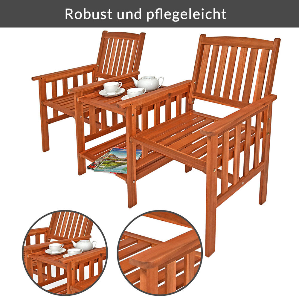 Gartenbank Akazienholz mit Tisch 164x63x91cm