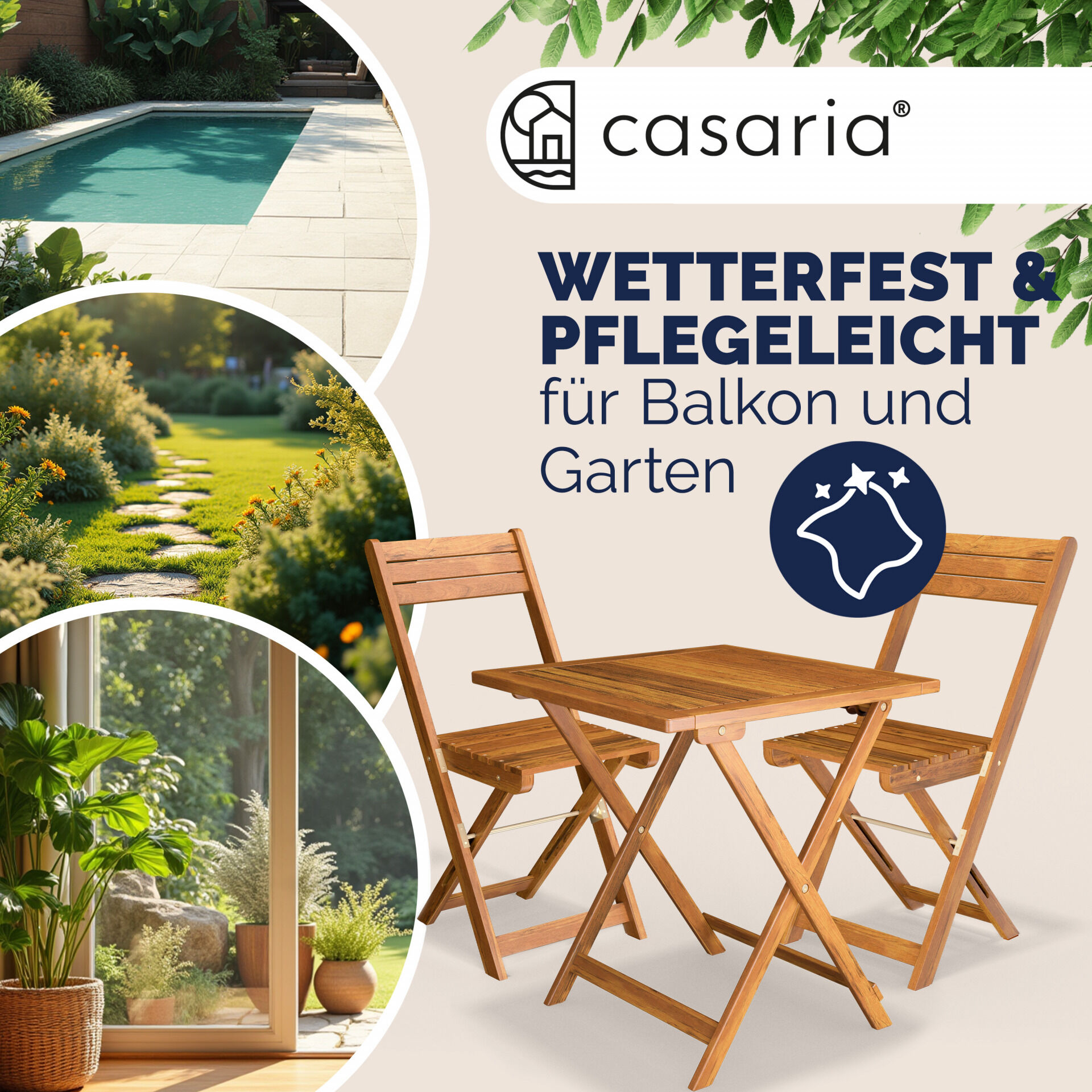 Garten-Sitzgruppe 3-tlg Akazienholz klappbar