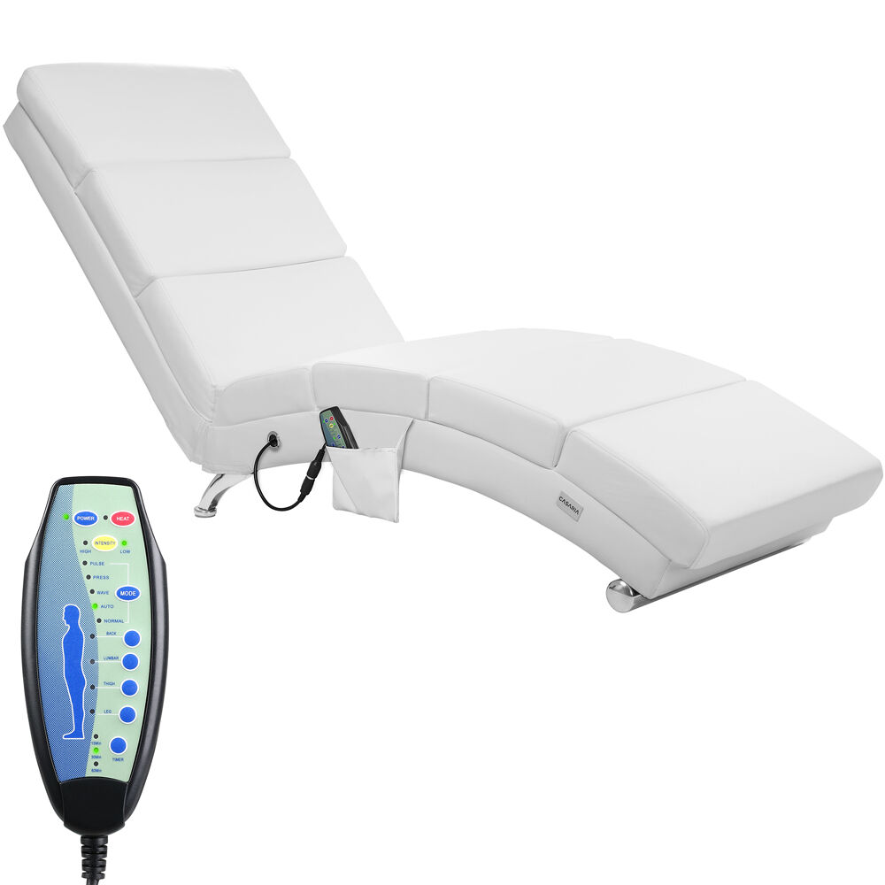Relaxliege London Weiß mit Massage- + Heizfunktion